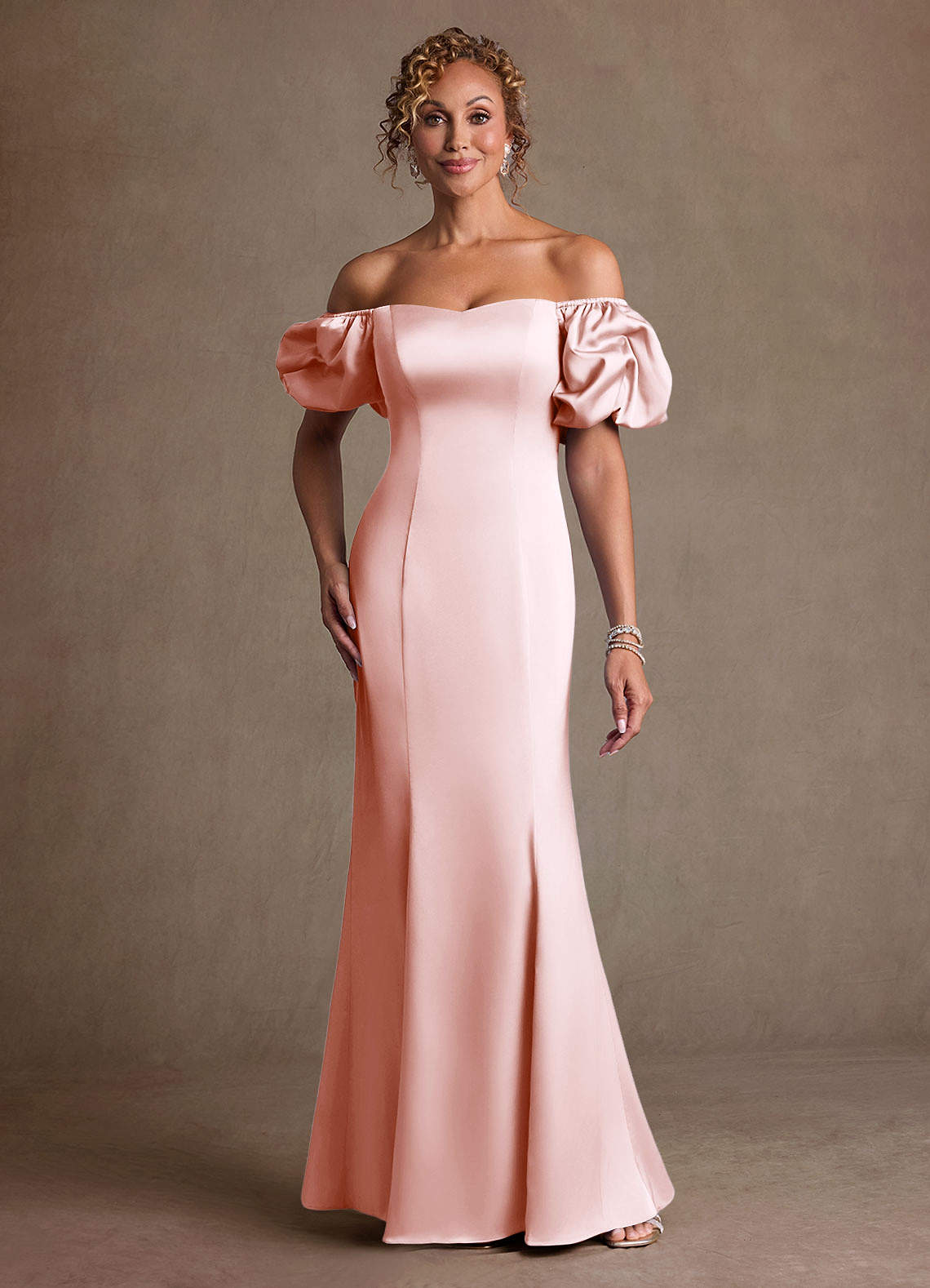 Redding Sheath Sweetheart Stretch Satin Mother of the Bride Dress in Blushing Pink