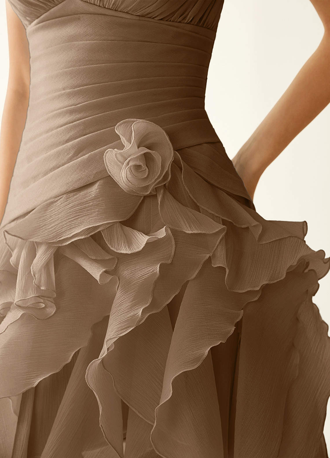 Rentina A-Line Mini Sweetheart Tiered Tulle Prom Dress in Brown