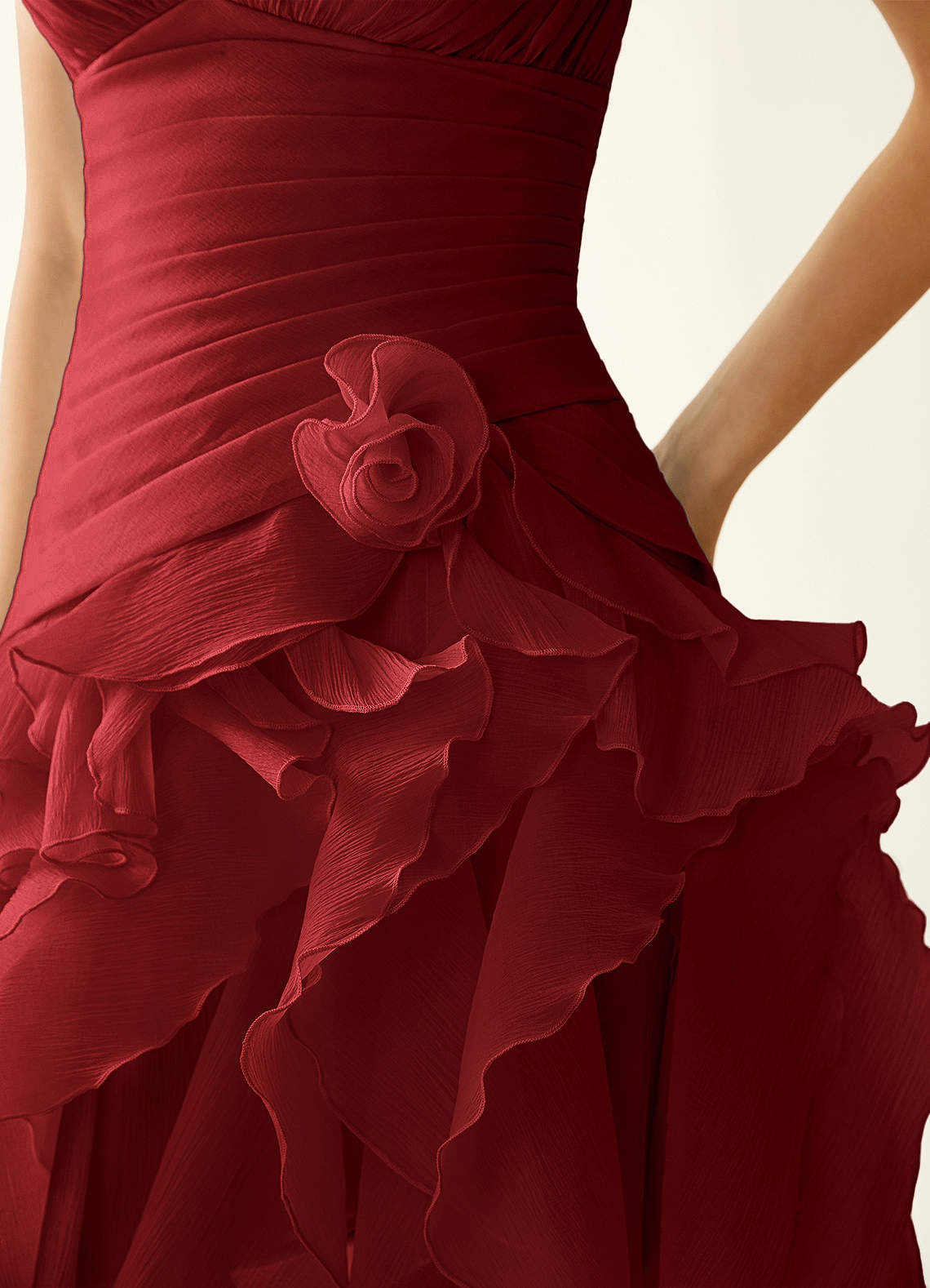 Rentina A-Line Mini Sweetheart Tiered Tulle Prom Dress in Burgundy