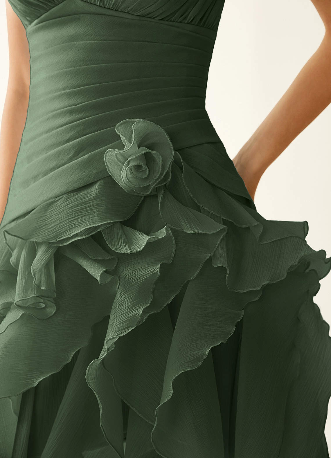 Rentina A-Line Mini Sweetheart Tiered Tulle Prom Dress in Dark Green