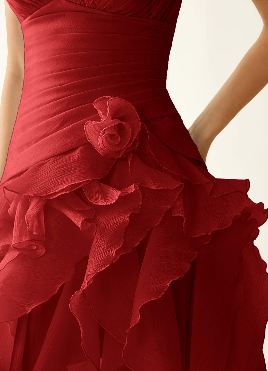 Rentina A-Line Mini Sweetheart Tiered Tulle Prom Dress in Red