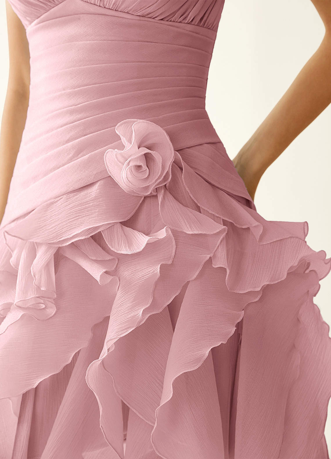 Rentina A-Line Mini Sweetheart Tiered Tulle Prom Dress in Dusty Pink