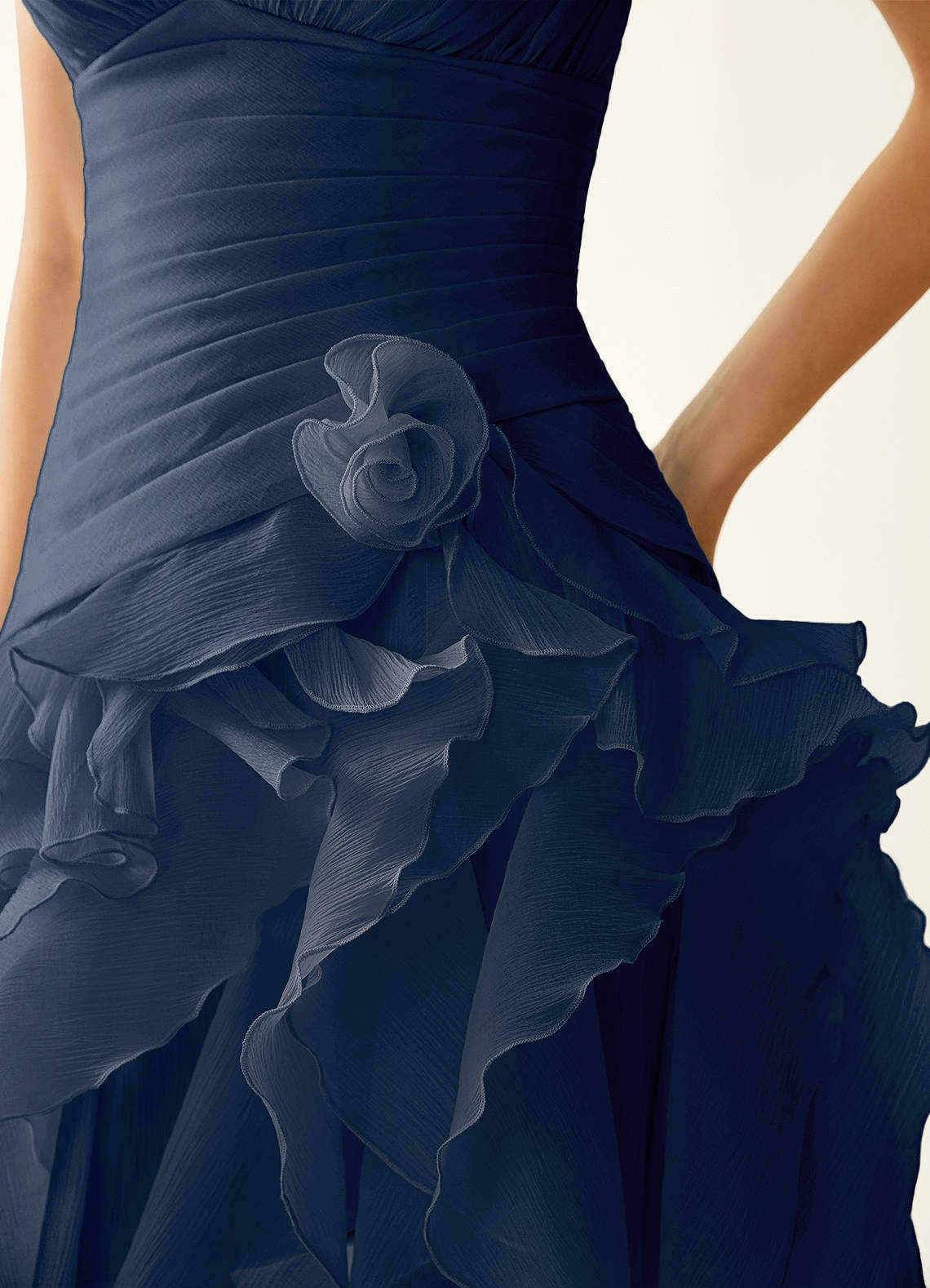 Rentina A-Line Mini Sweetheart Tiered Tulle Prom Dress in Navy Blue