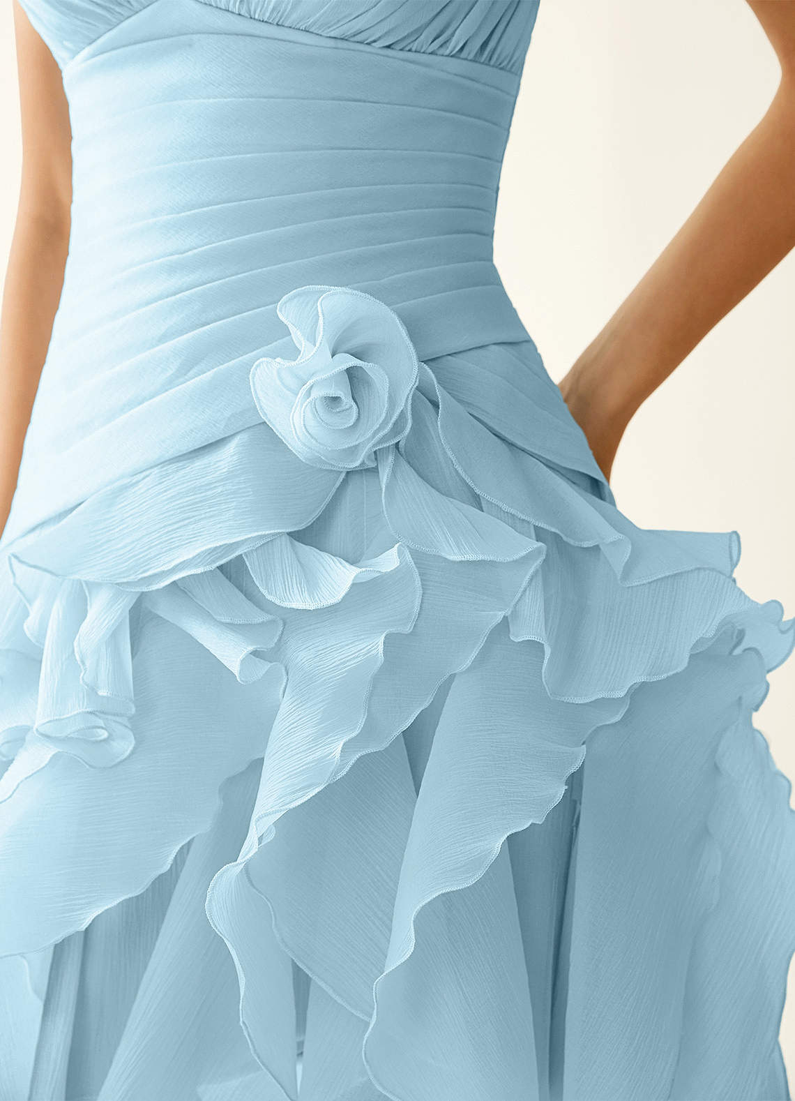 Rentina A-Line Mini Sweetheart Tiered Tulle Prom Dress in Shy Blue