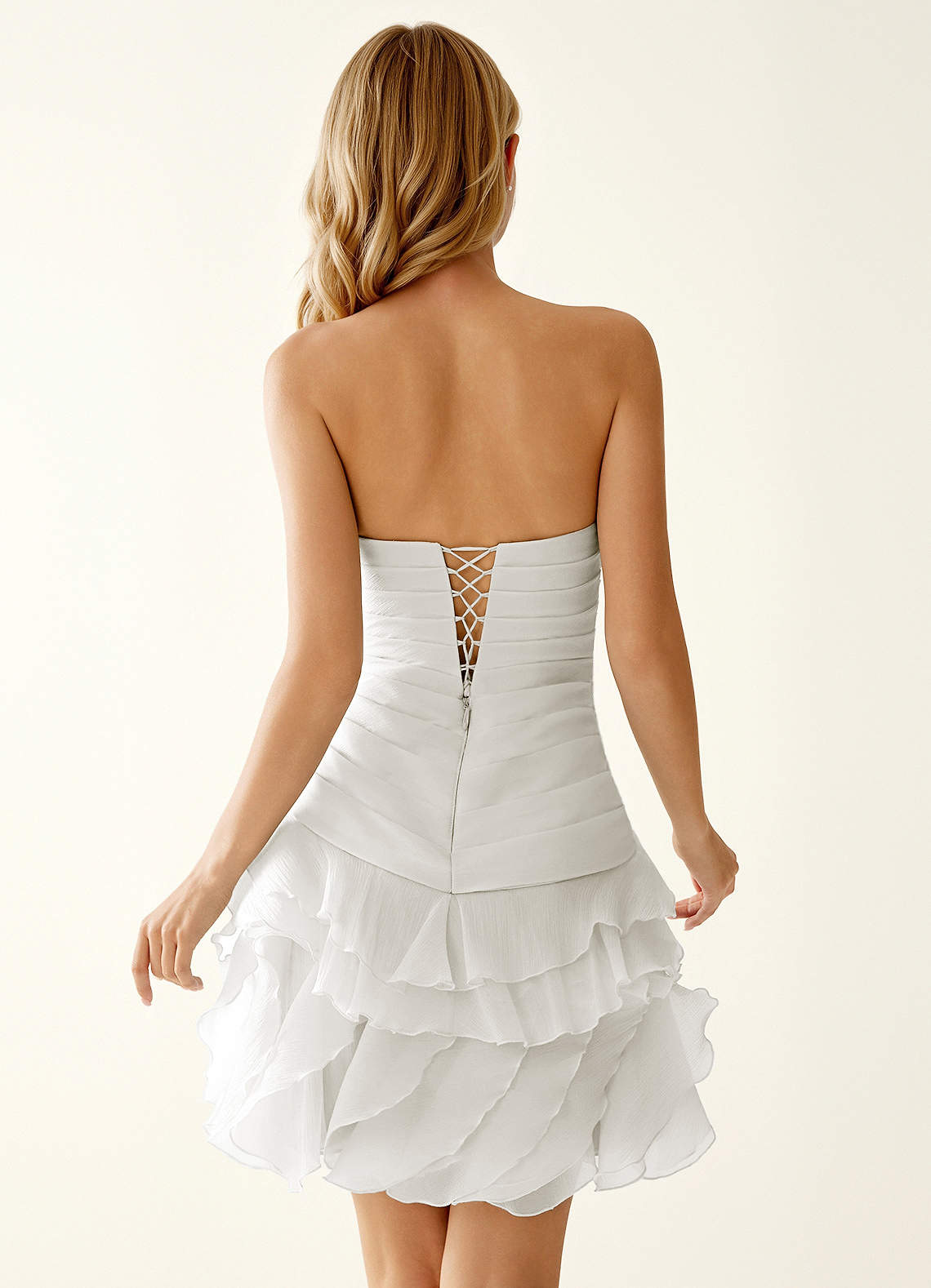 Rentina A-Line Mini Sweetheart Tiered Tulle Prom Dress in White