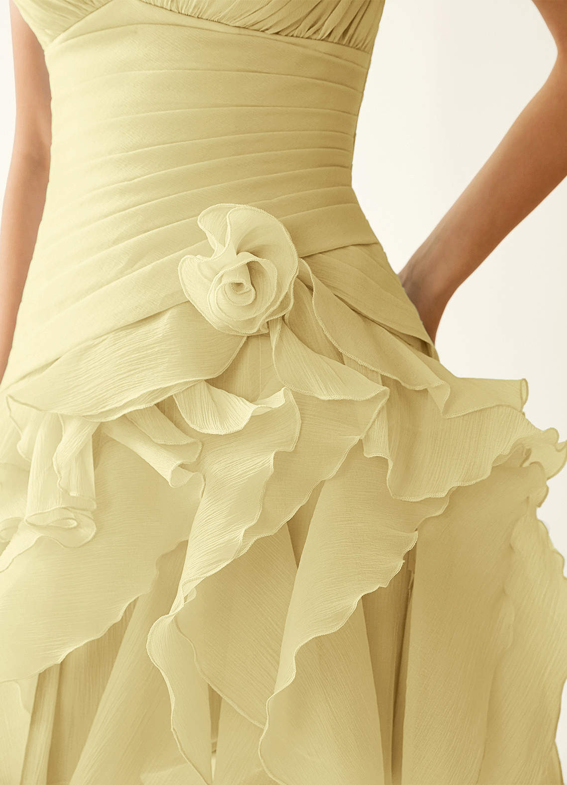 Rentina A-Line Mini Sweetheart Tiered Tulle Prom Dress in Yellow