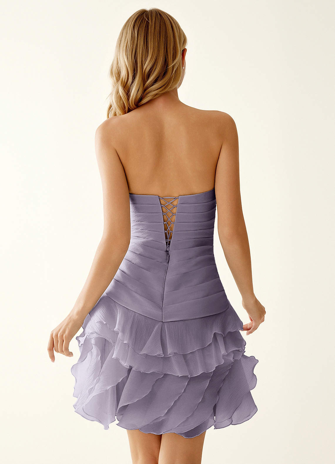 Rentina A-Line Mini Sweetheart Tiered Tulle Prom Dress in Wisteria