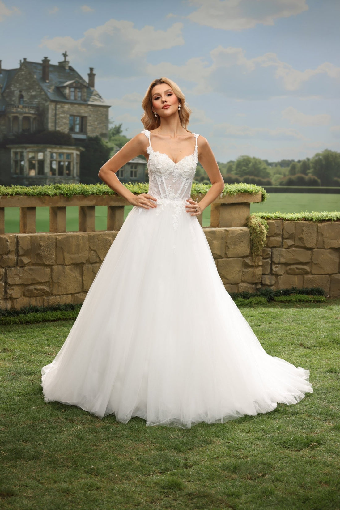 Riana white wedding dress front view 1