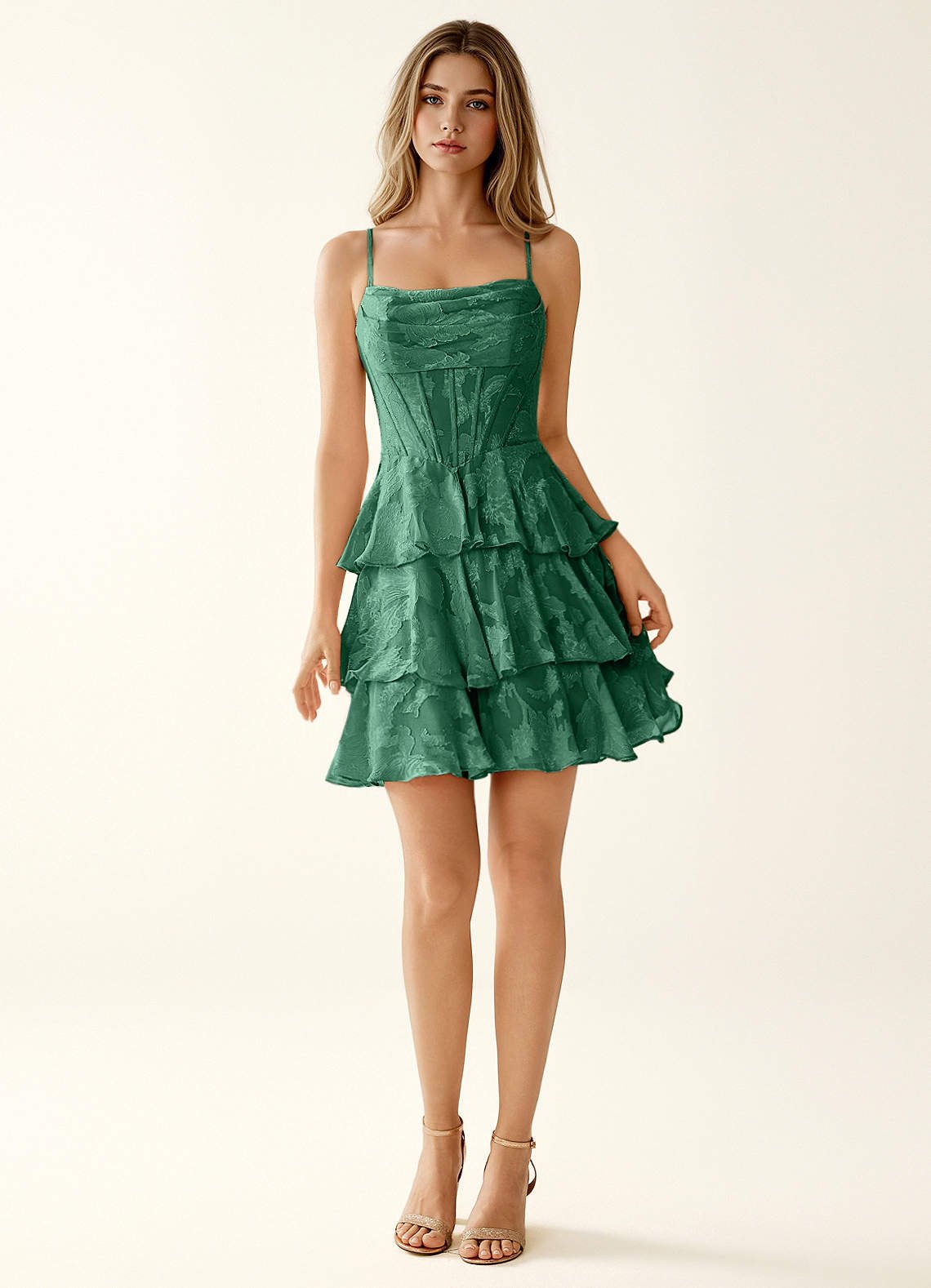 Rietta A-Line Sweetheart Floral Burnout Prom Dress in Dark Green
