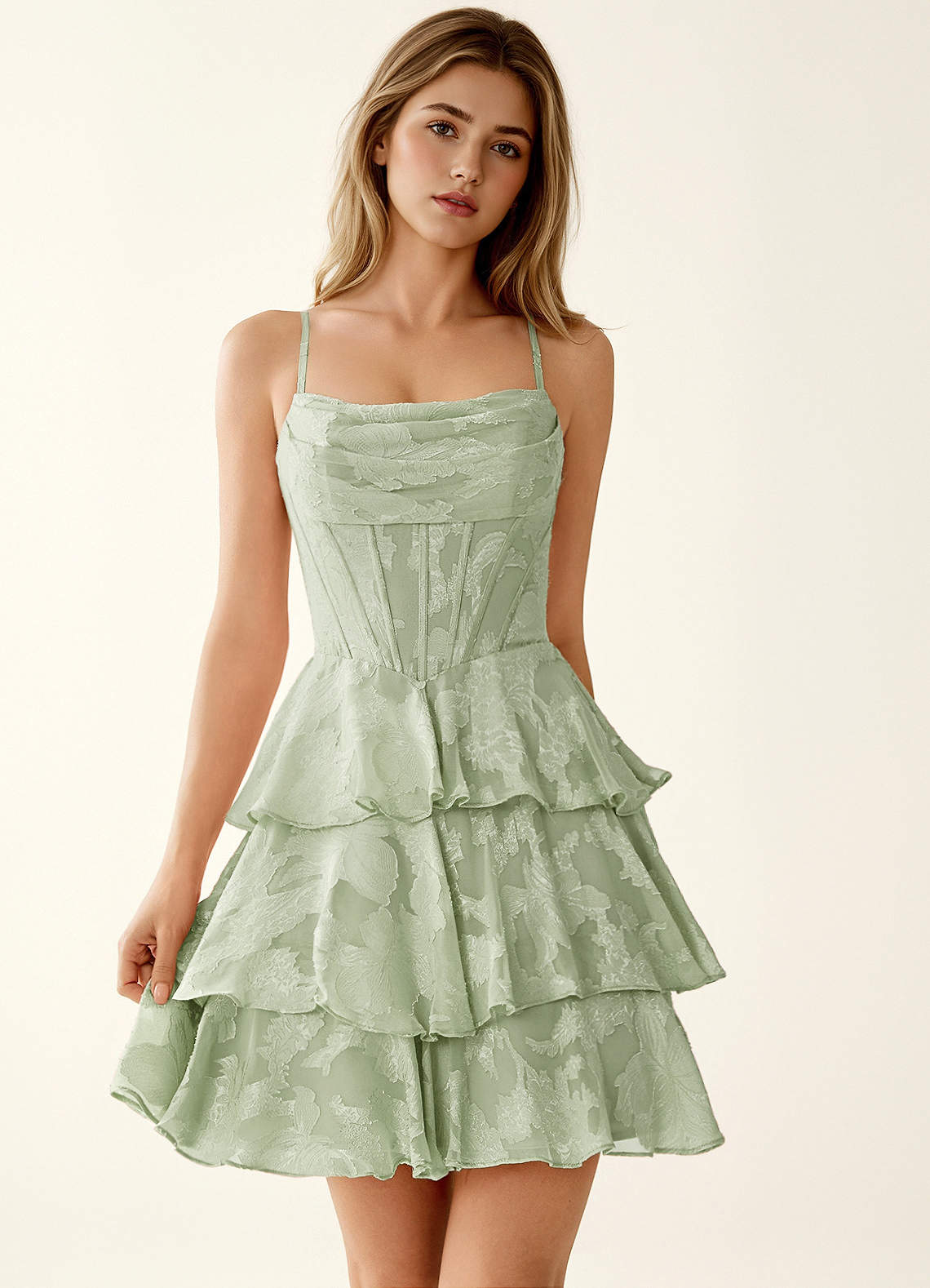 Rietta A-Line Sweetheart Floral Burnout Prom Dress in Dark Green