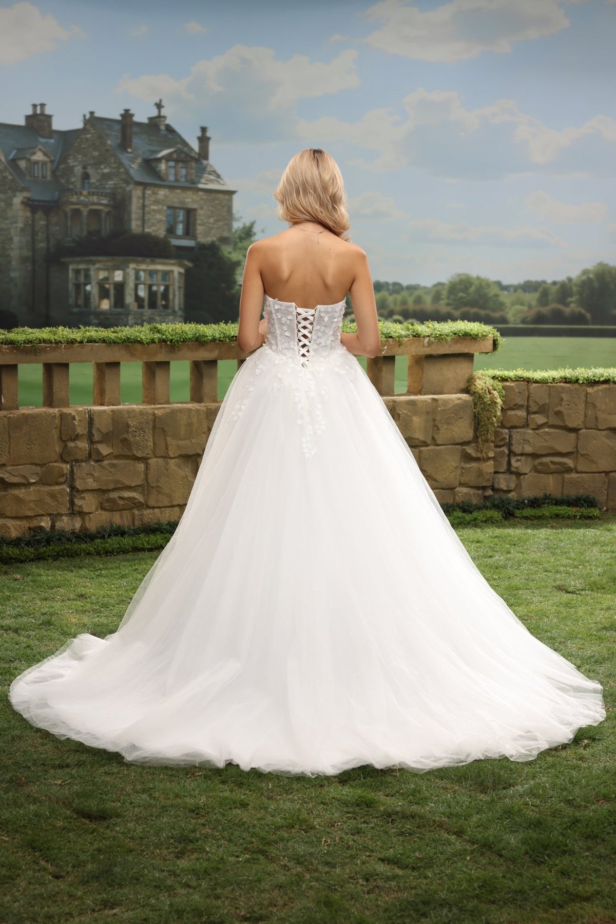 Riva white wedding dress back view 9