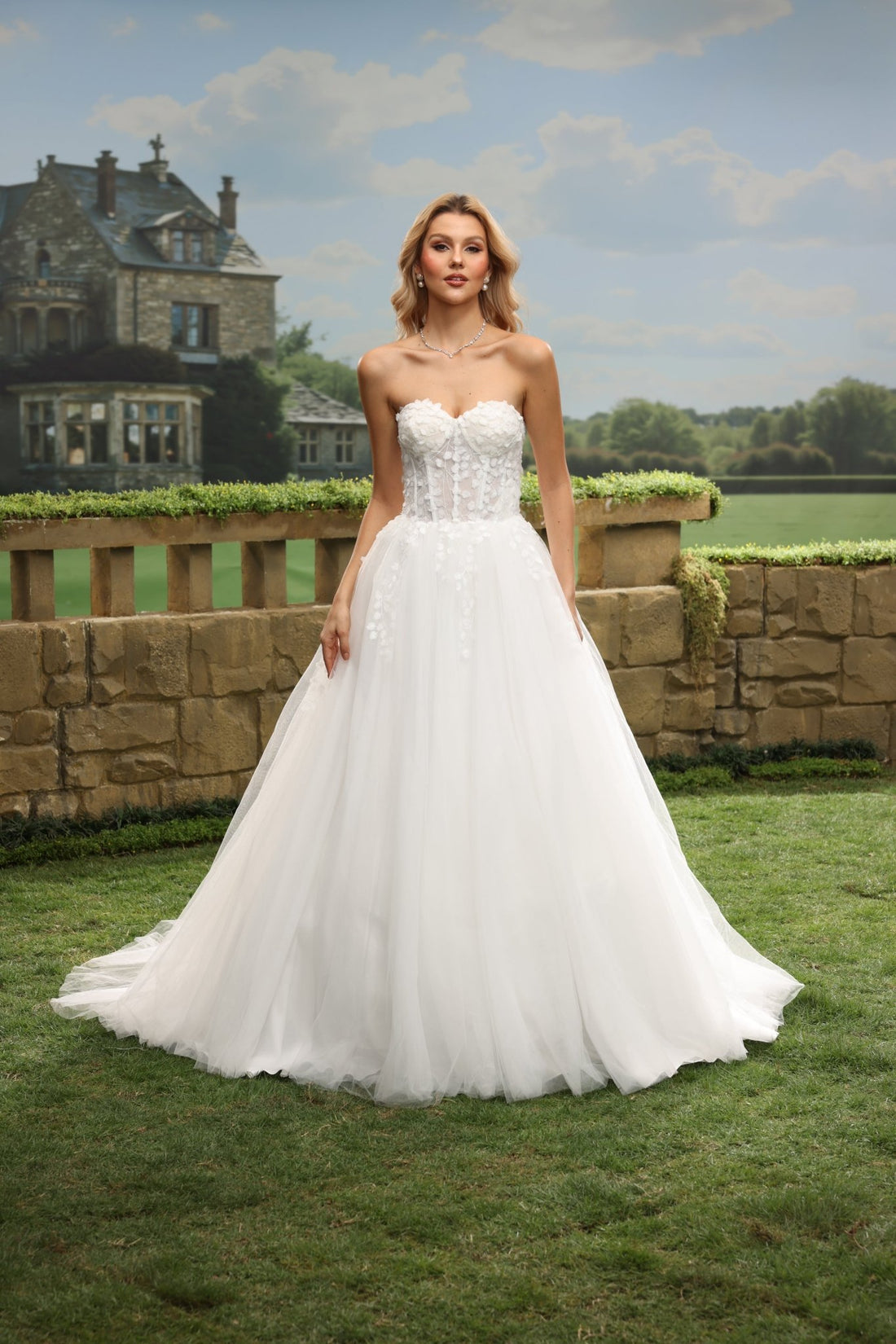 Riva white wedding dress front view 1