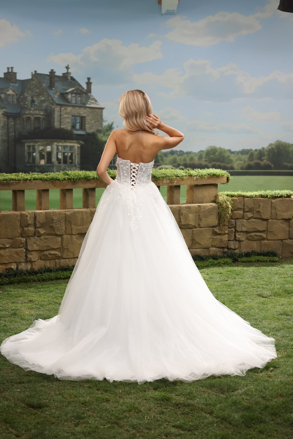 Riva white wedding dress back view 10