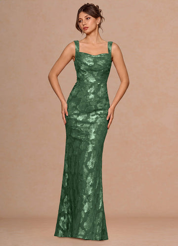 Rosalie Mermaid Cowl-Neck Fil Coupé Evening Dress in Eucalyptus