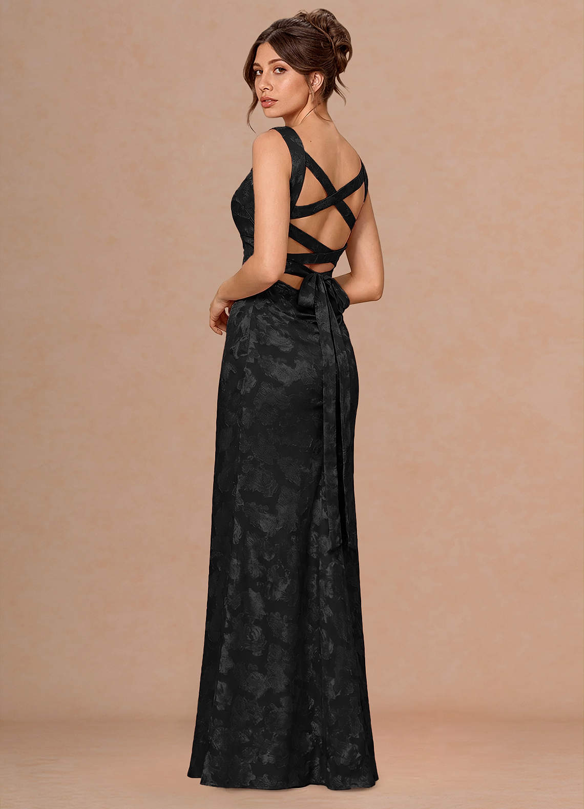 Rosalie Mermaid Cowl-Neck Fil Coupé Evening Dress in black