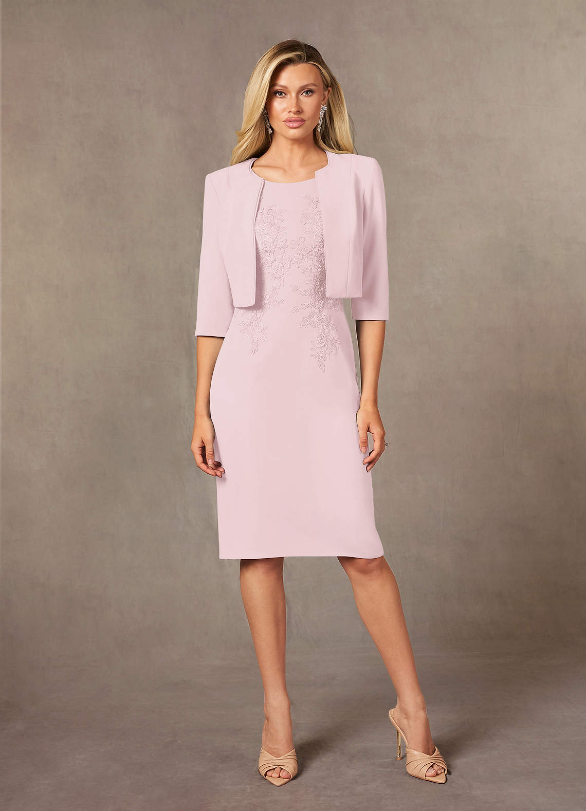 Ryne Sheath Scoop-Neck Lace and Stretch Crepe Mother of the Bride Dress
