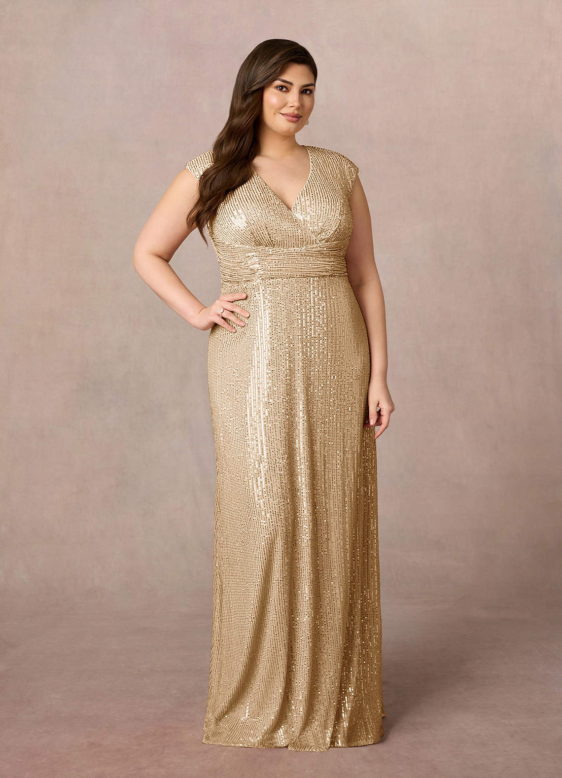 Sacramento A-Line V-Neck Sequined Tulle Mother of the Bride Dress