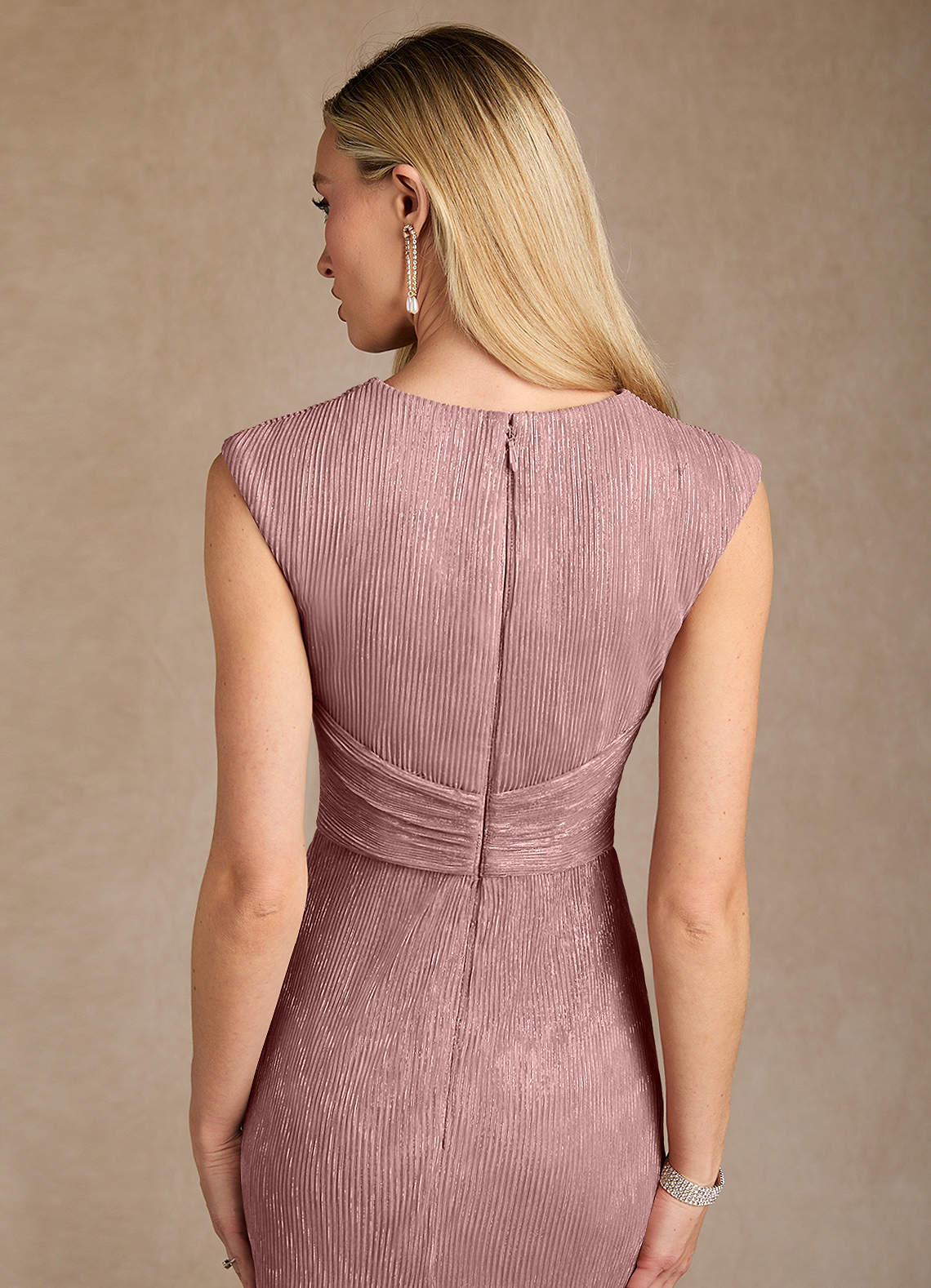 Salem A-Line V-Neck Metallic Mesh Mother of the Bride Dress