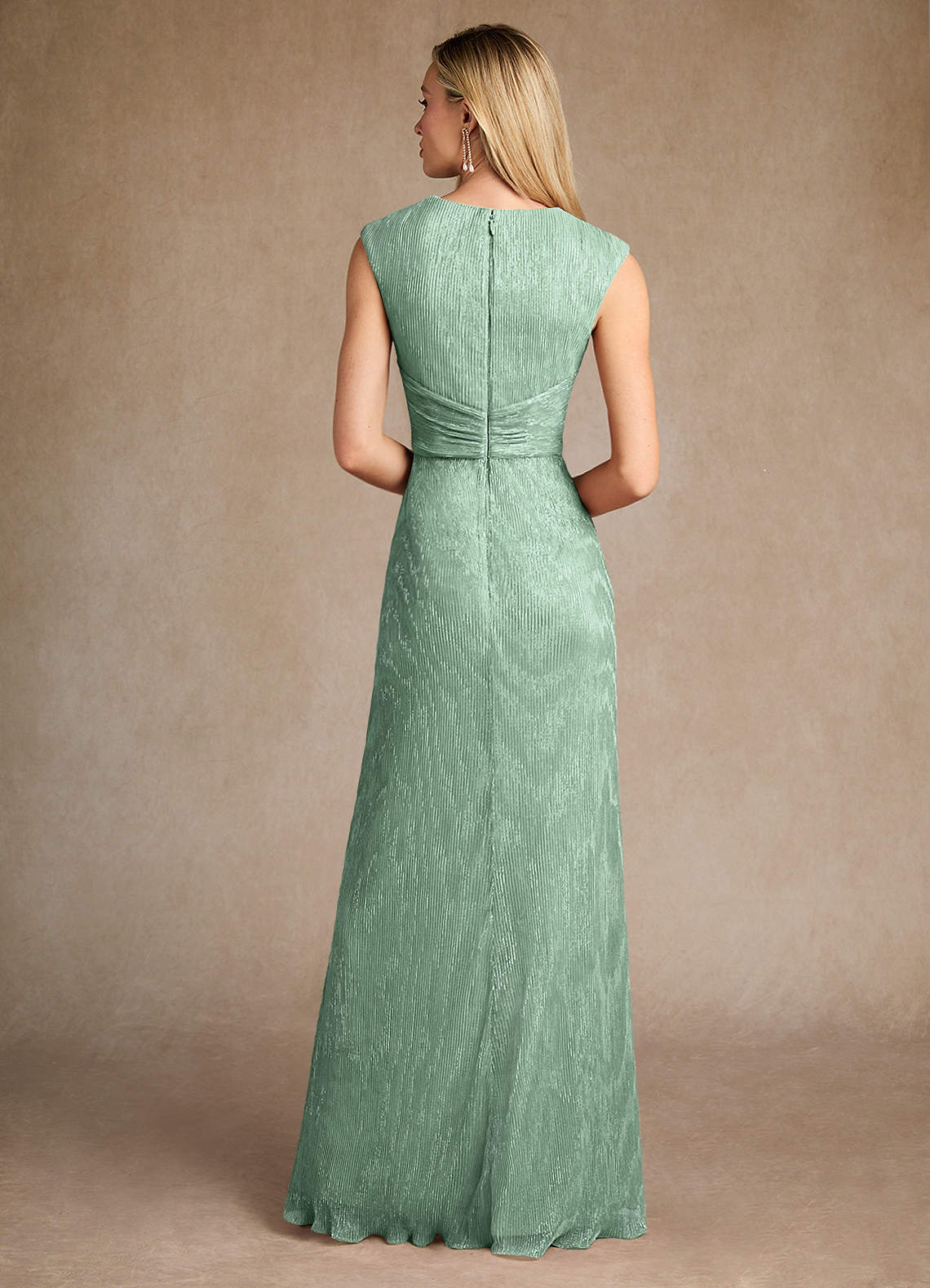 Salem A-Line V-Neck Metallic Mesh Mother of the Bride Dress in Aquamarine