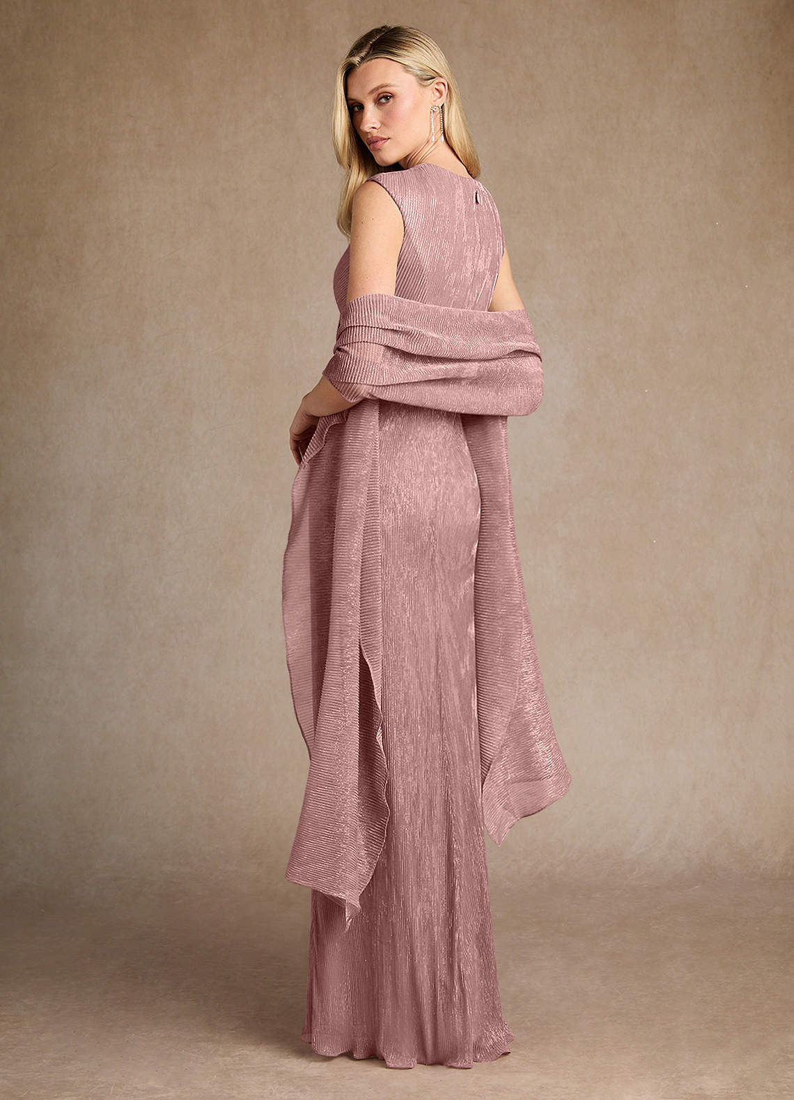 Salem A-Line V-Neck Metallic Mesh Mother of the Bride Dress