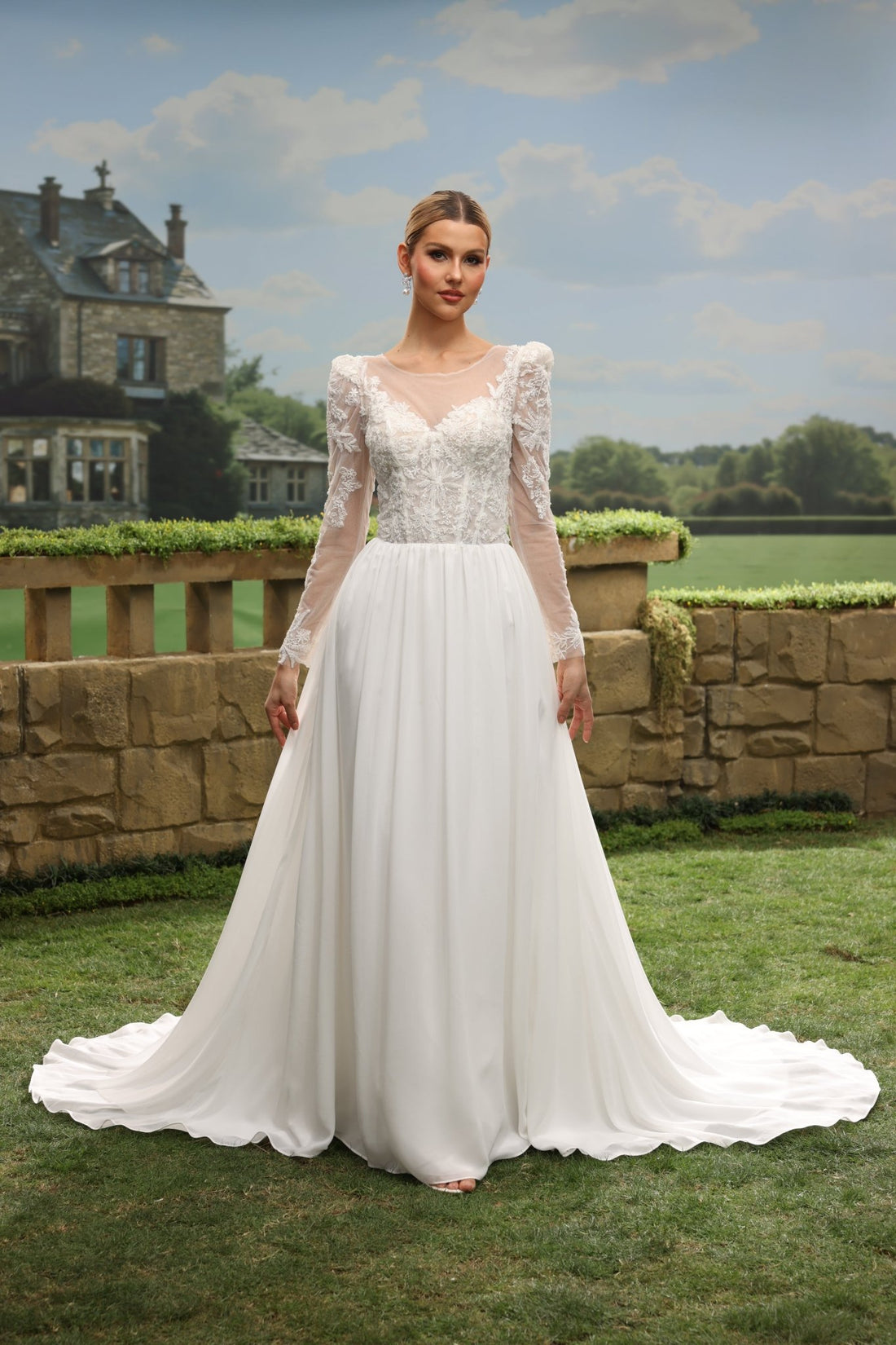 Saria A-Line Illusion Sweetheart wedding dress — front view