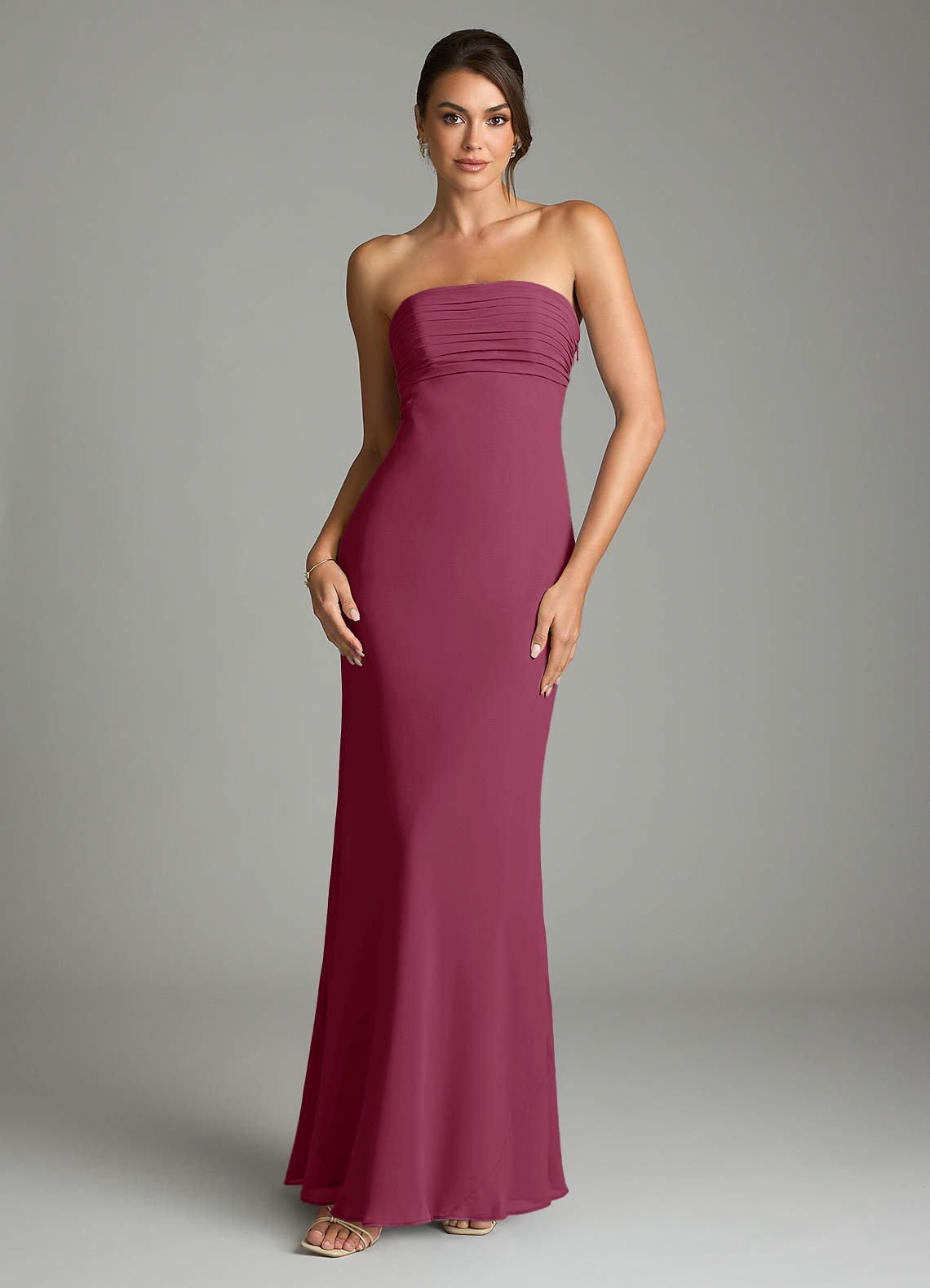 Saylor Mermaid Strapless Chiffon Bridesmaid Dress in Mulberry