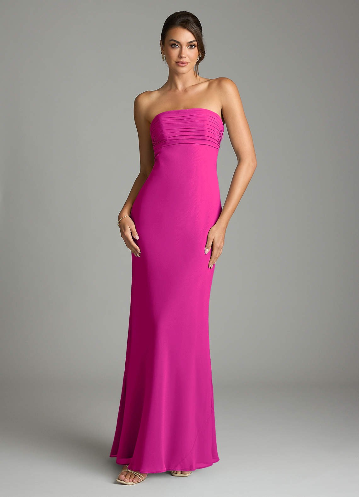 Saylor Mermaid Strapless Chiffon Bridesmaid Dress in Fuchsia