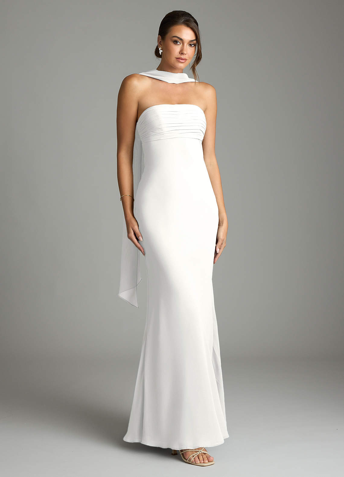 Saylor Mermaid Strapless Chiffon Bridesmaid Dress in white