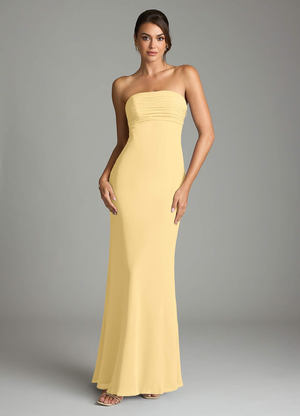 Saylor Mermaid Strapless Chiffon Bridesmaid Dress in Butter