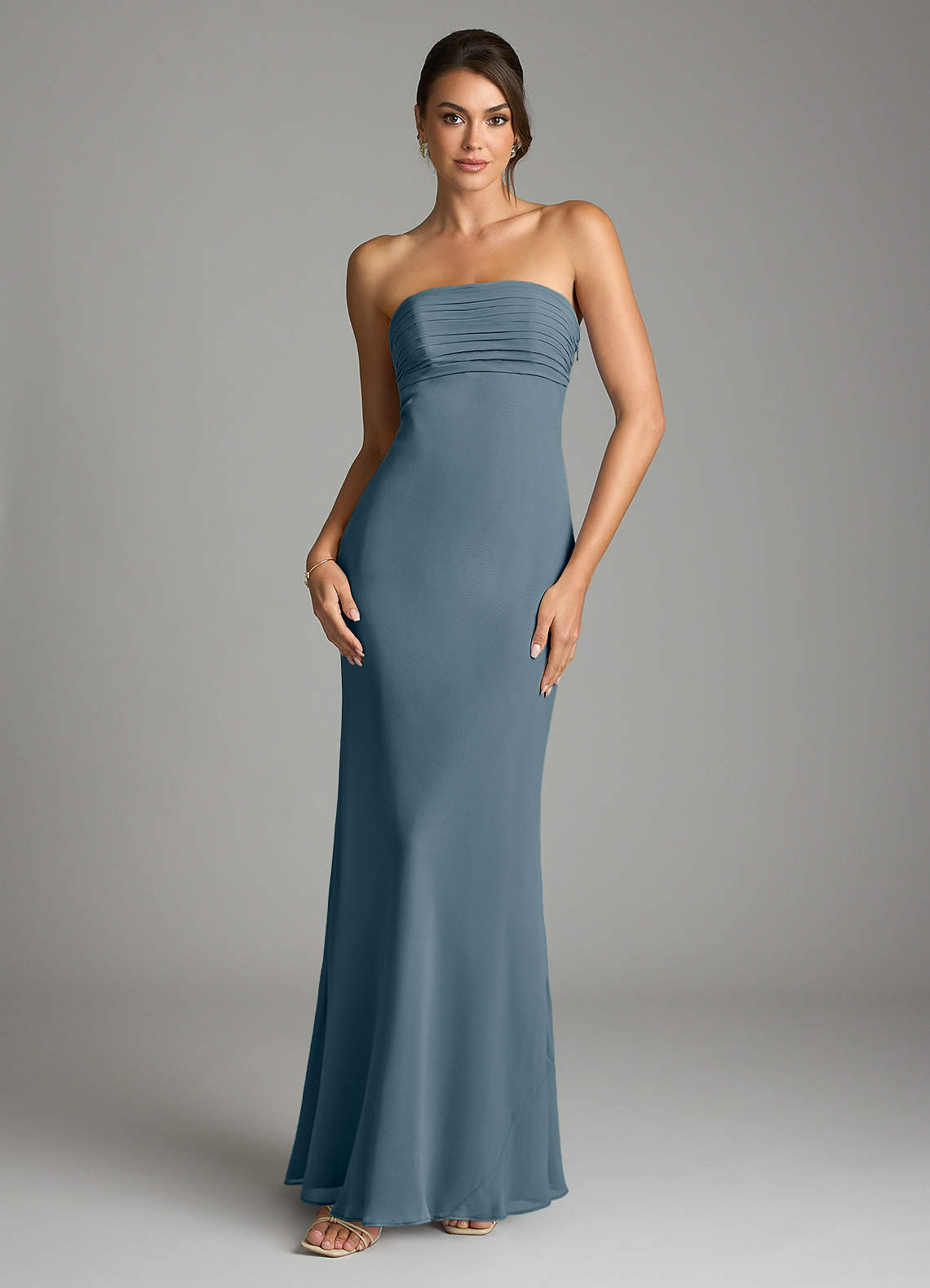 Saylor Mermaid Strapless Chiffon Bridesmaid Dress in Twilight