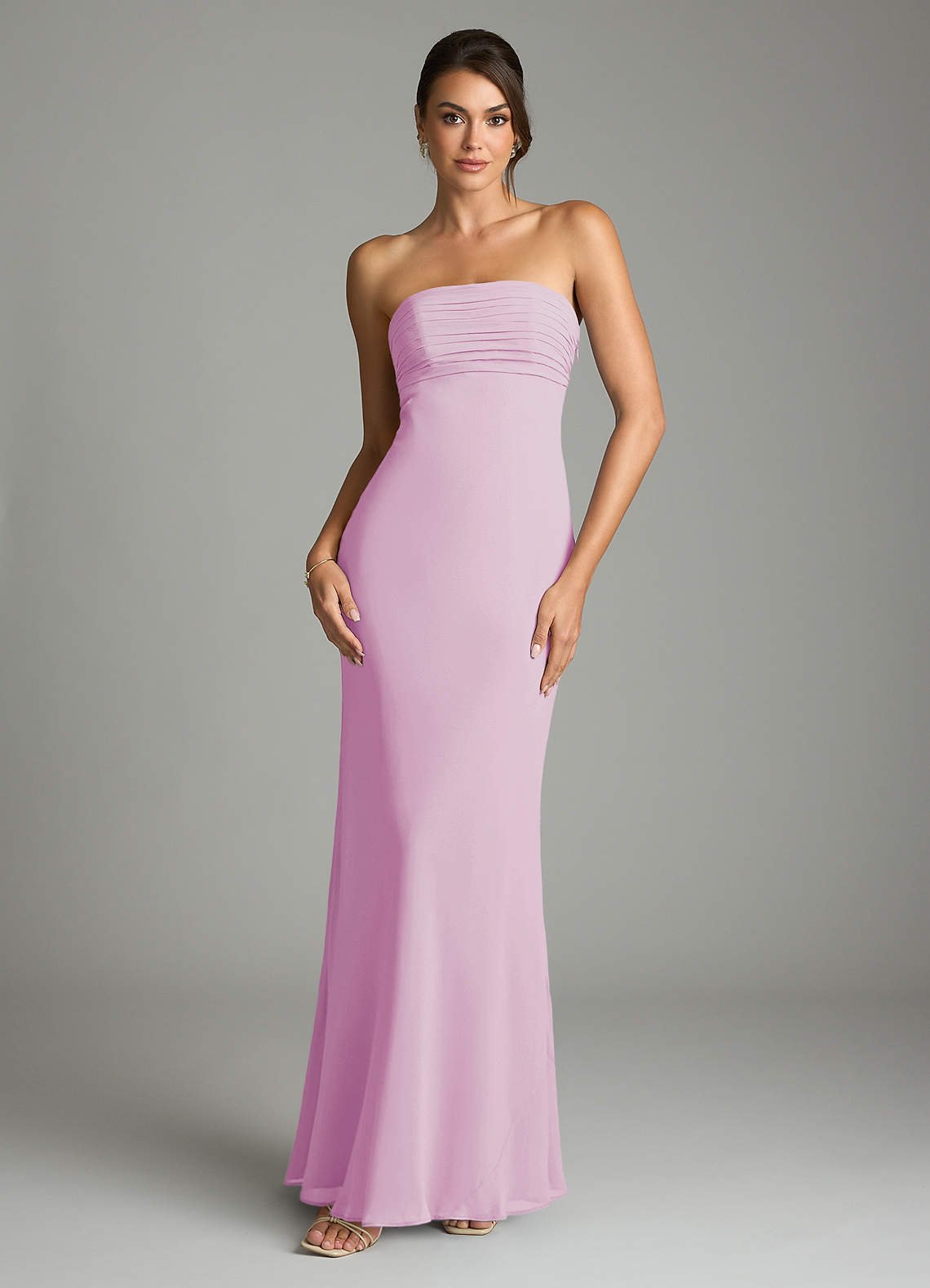 Saylor Mermaid Strapless Chiffon Bridesmaid Dress in candy pink