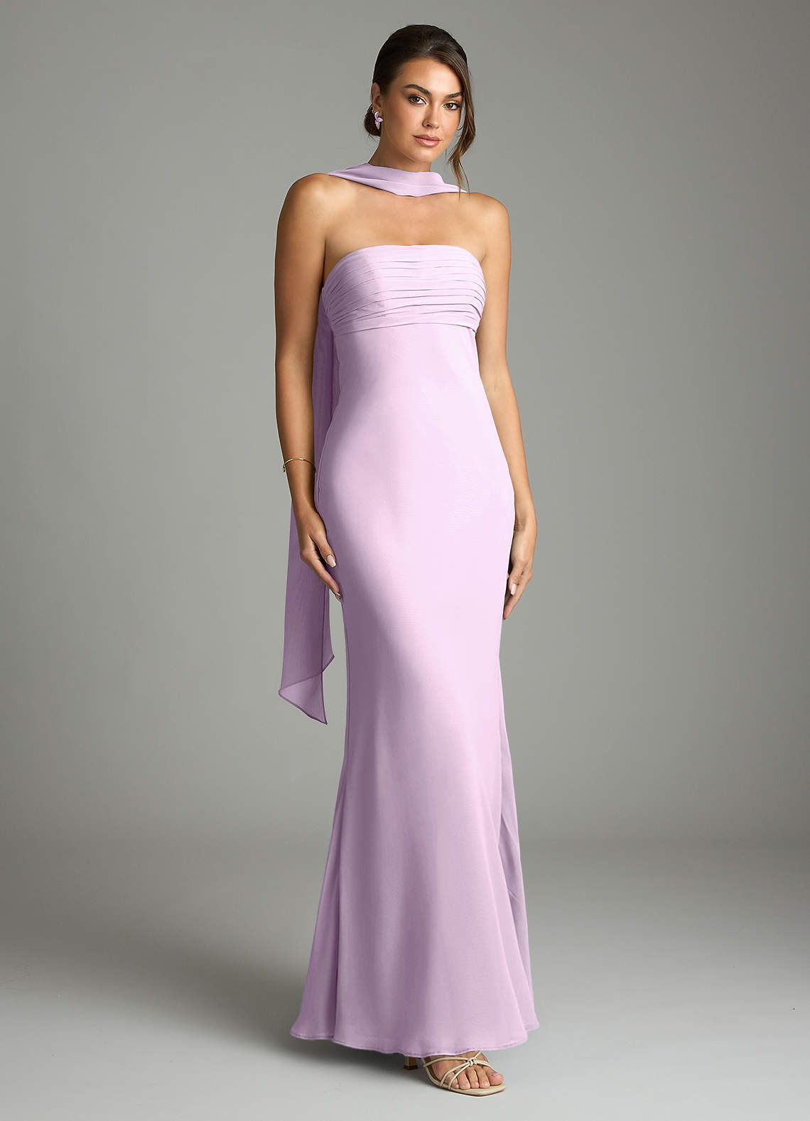 Saylor Mermaid Strapless Chiffon Bridesmaid Dress in Frosted Lilac