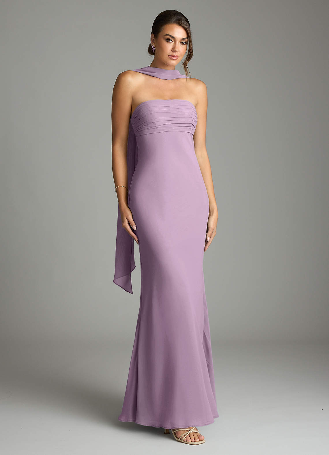Saylor Mermaid Strapless Chiffon Bridesmaid Dress in Wisteria