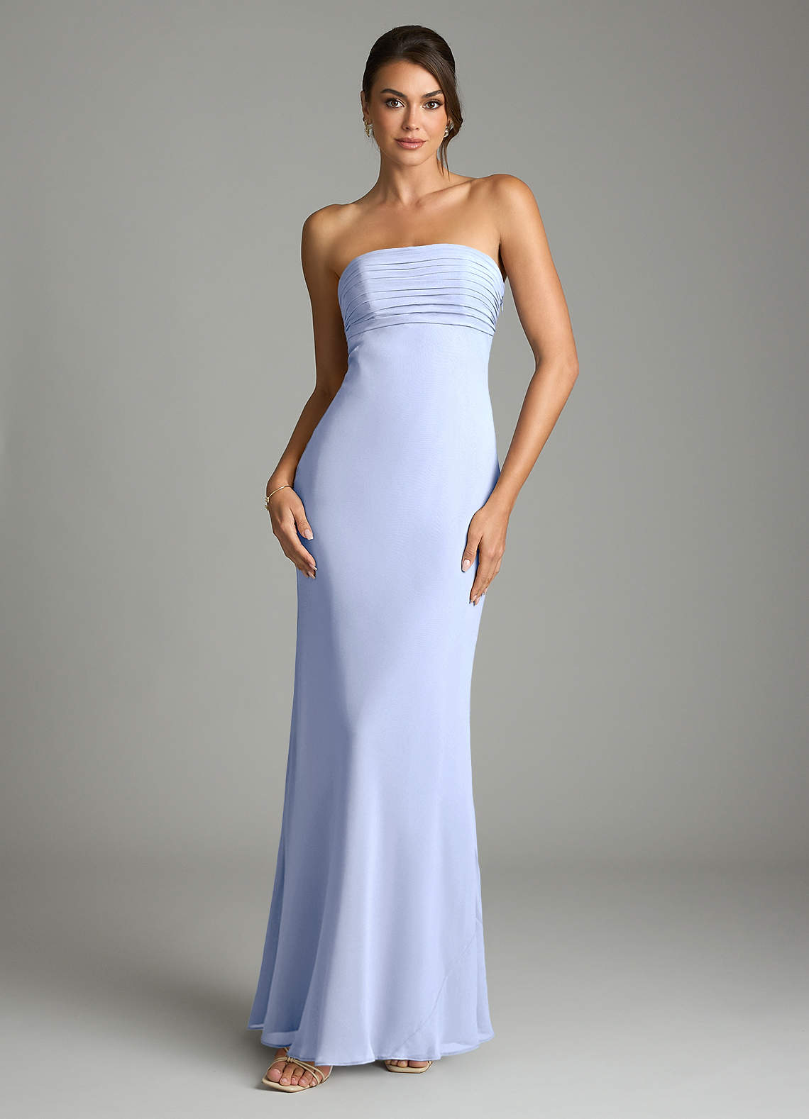 Saylor Mermaid Strapless Chiffon Bridesmaid Dress in Ice