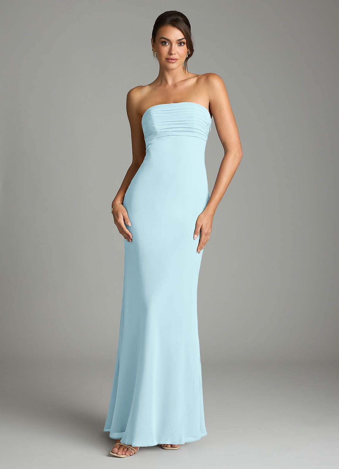 Saylor Mermaid Strapless Chiffon Bridesmaid Dress in Cloud Blue