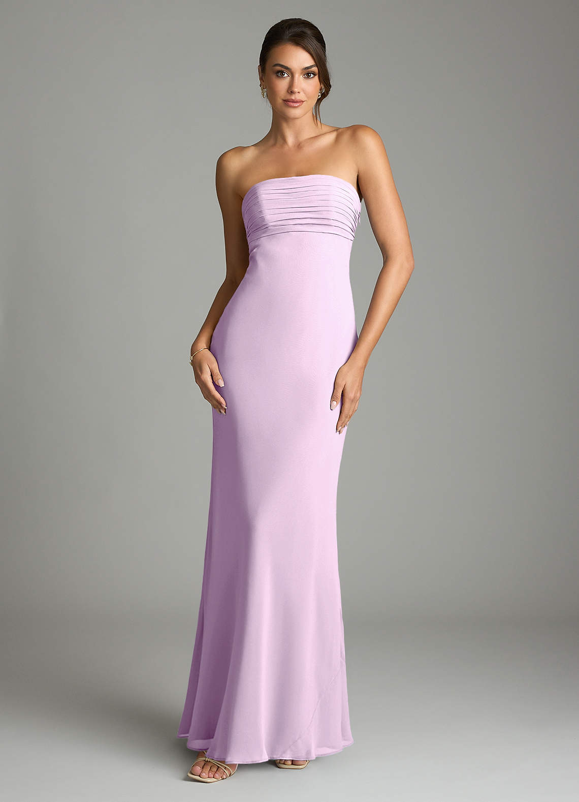 Saylor Mermaid Strapless Chiffon Bridesmaid Dress in Frosted Lilac