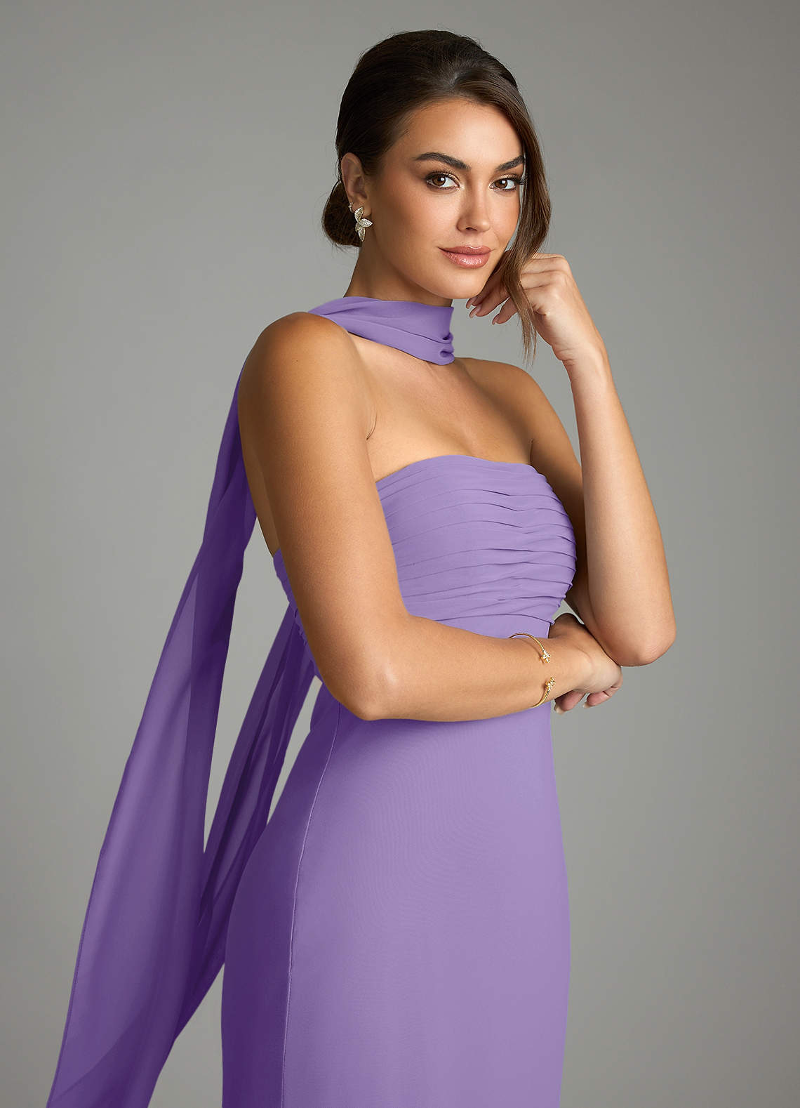Saylor Mermaid Strapless Chiffon Bridesmaid Dress in Tahiti
