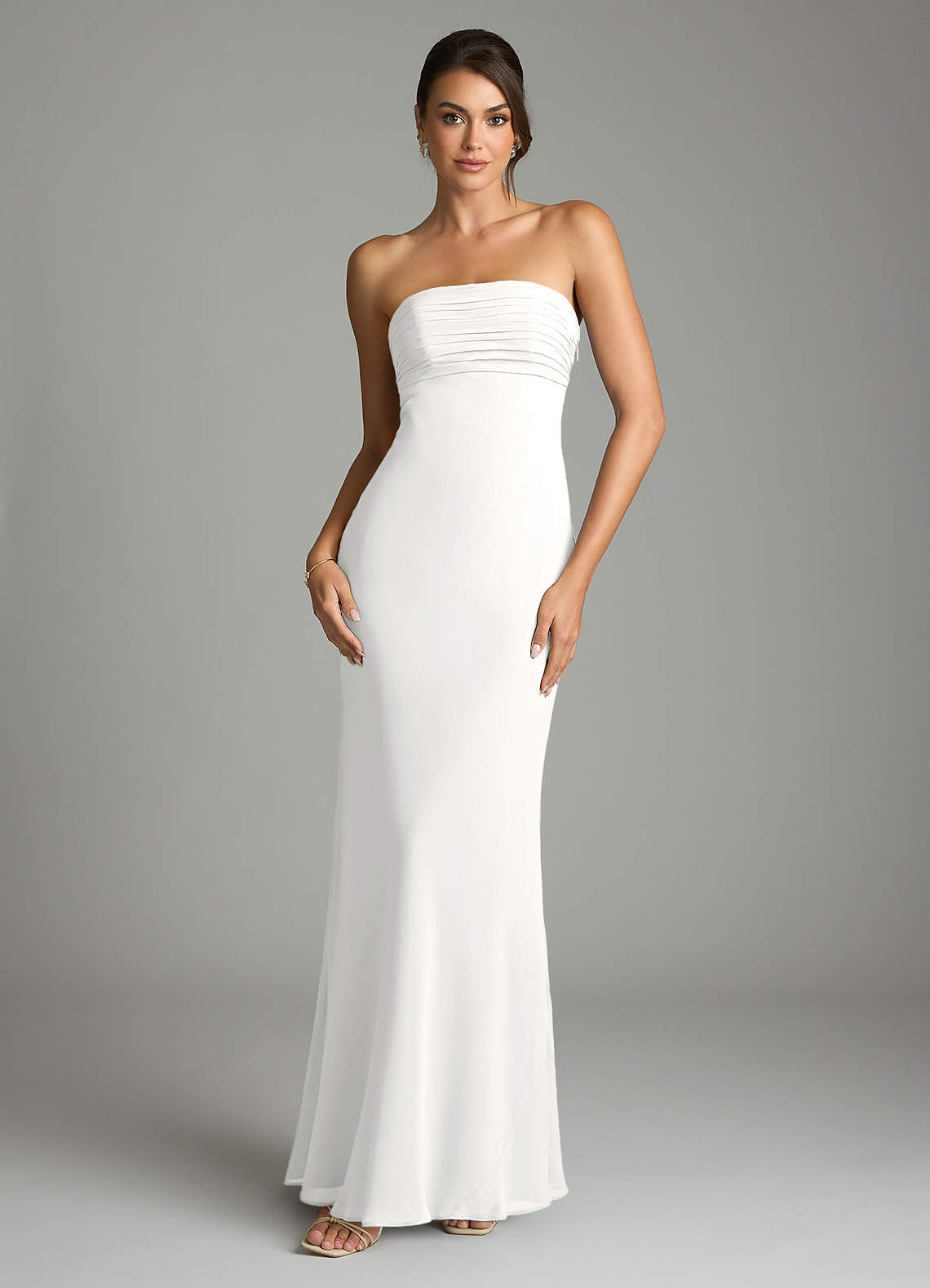 Saylor Mermaid Strapless Chiffon Bridesmaid Dress in white