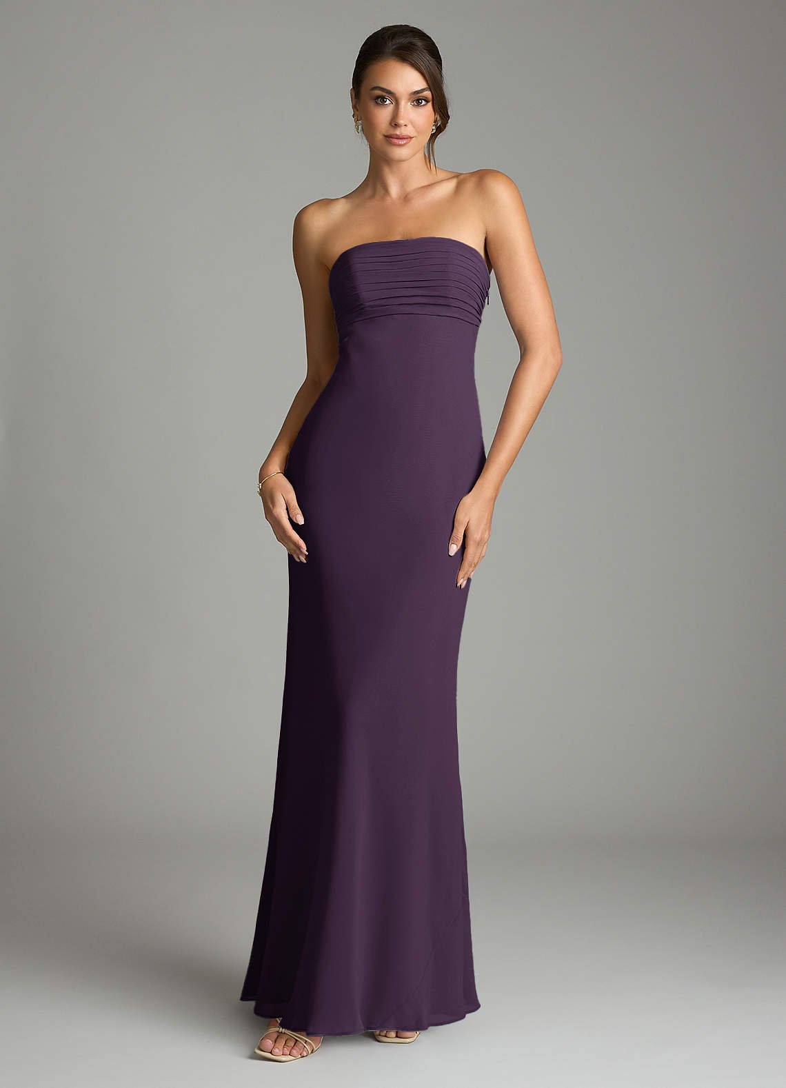 Saylor Mermaid Strapless Chiffon Bridesmaid Dress in Plum