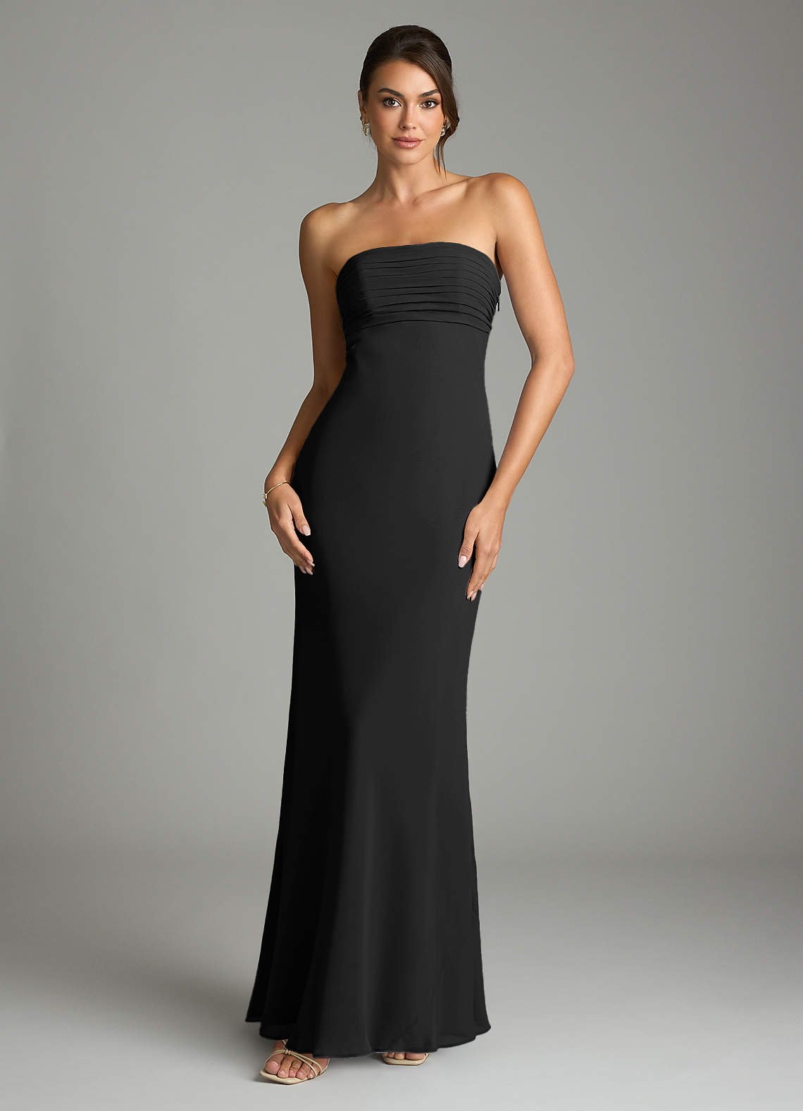Saylor Mermaid Strapless Chiffon Bridesmaid Dress in black