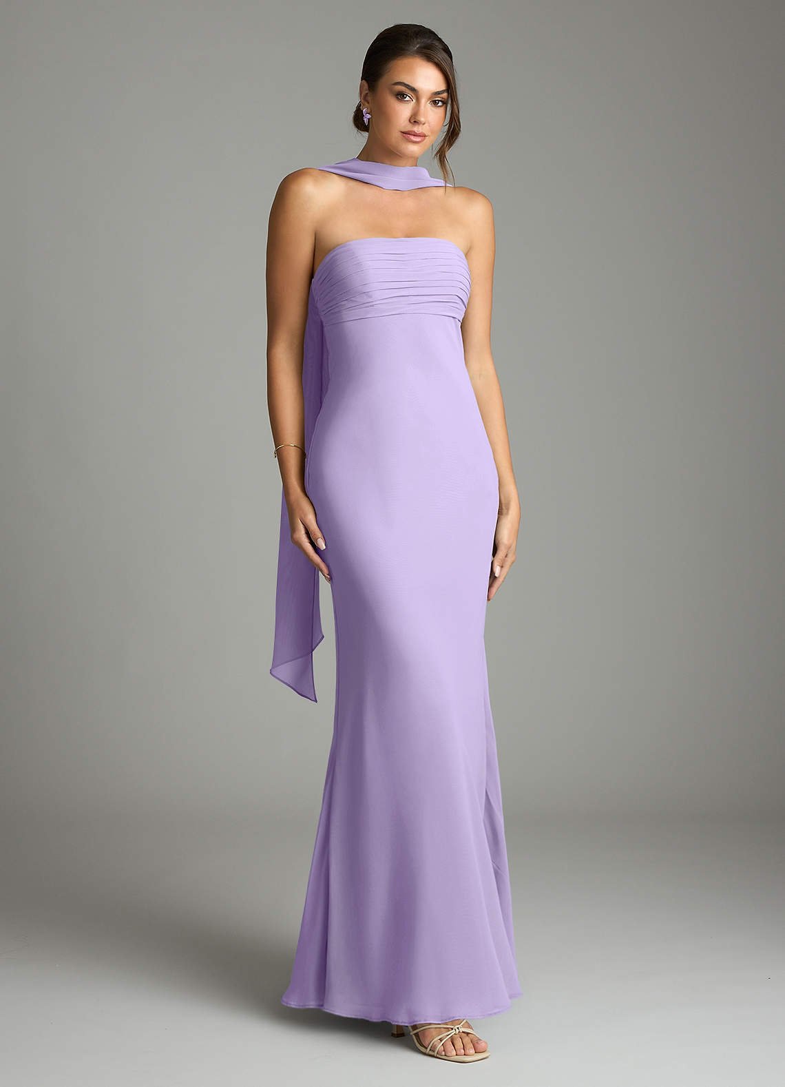 Saylor Mermaid Strapless Chiffon Bridesmaid Dress in Lilac