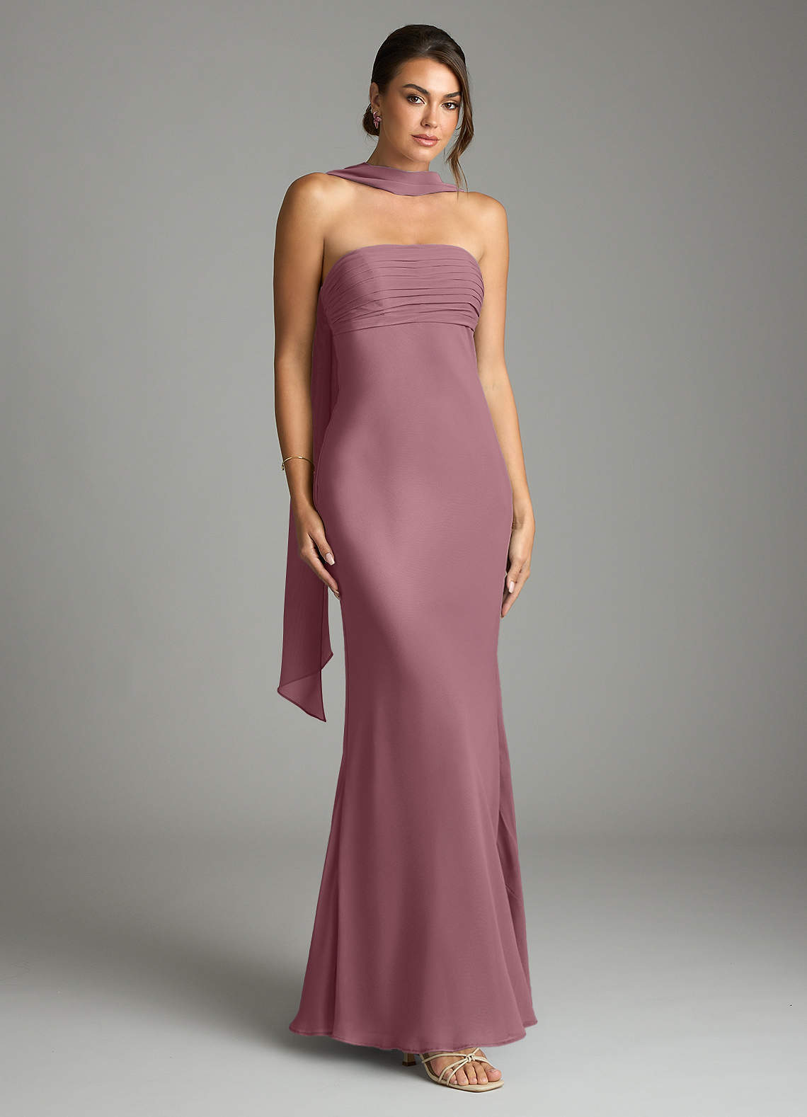 Saylor Mermaid Strapless Chiffon Bridesmaid Dress in Amethyst