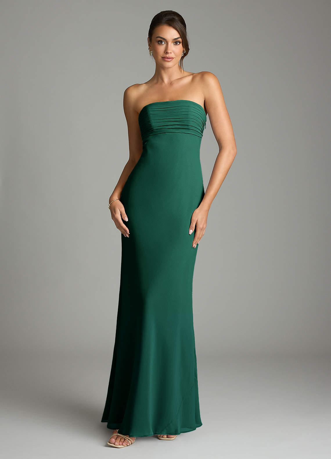 Saylor Mermaid Strapless Chiffon Bridesmaid Dress in Emerald