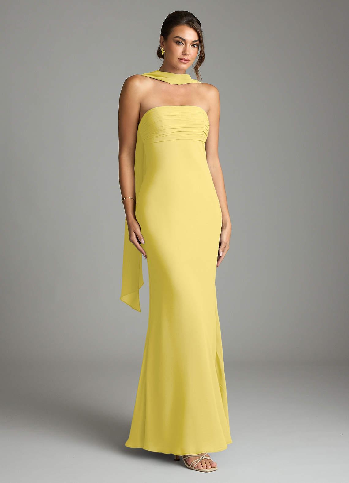 Saylor Mermaid Strapless Chiffon Bridesmaid Dress in Canary