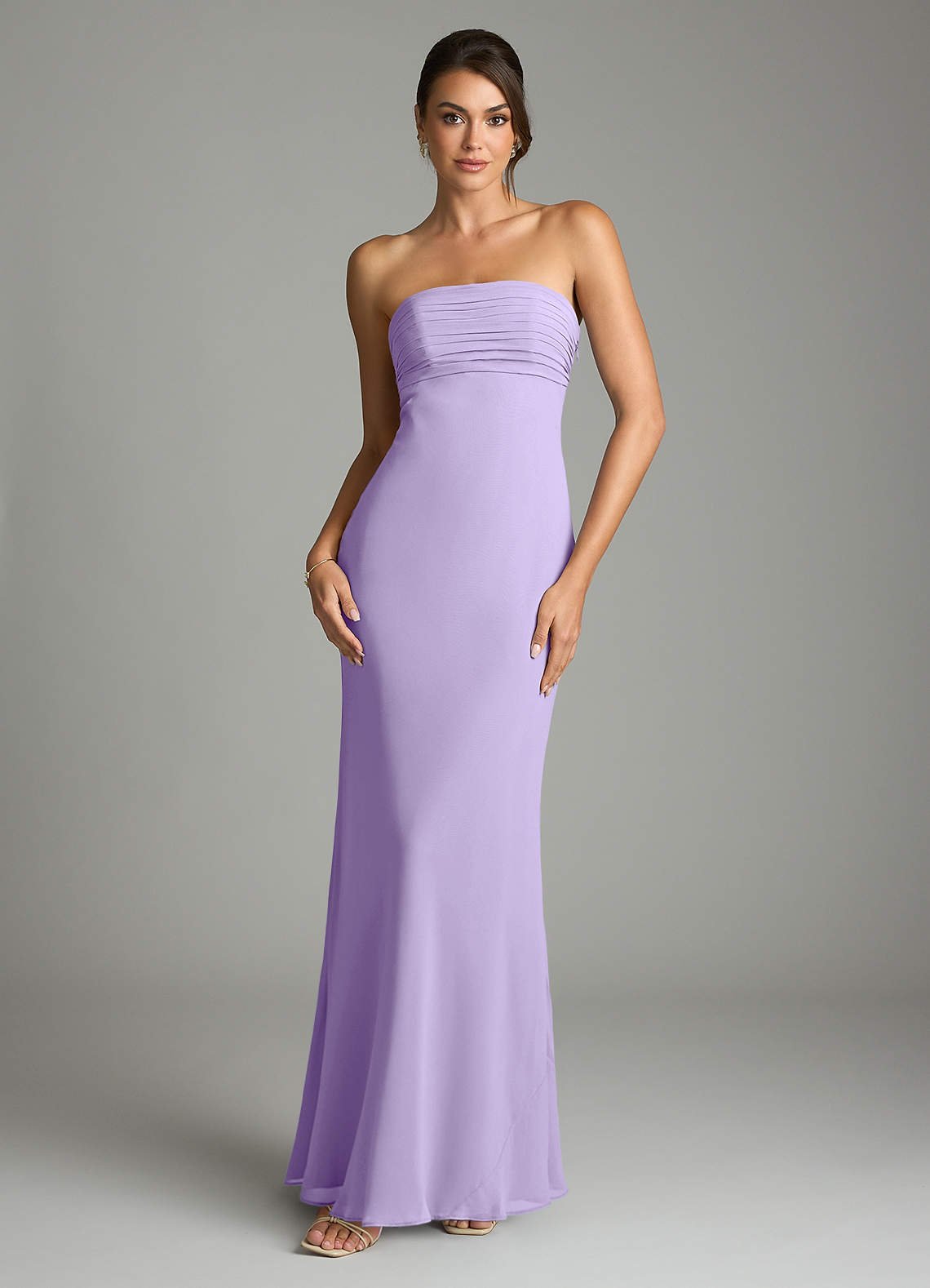 Saylor Mermaid Strapless Chiffon Bridesmaid Dress in Lilac