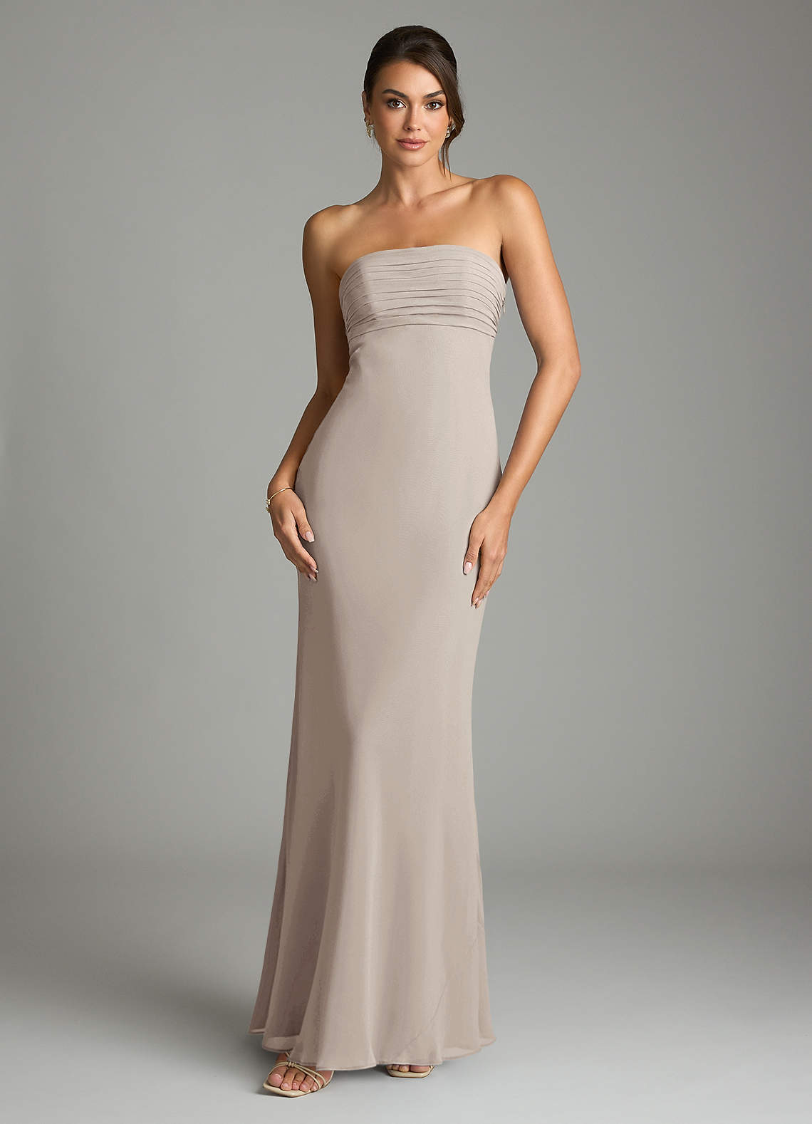 Saylor Mermaid Strapless Chiffon Bridesmaid Dress in Frost