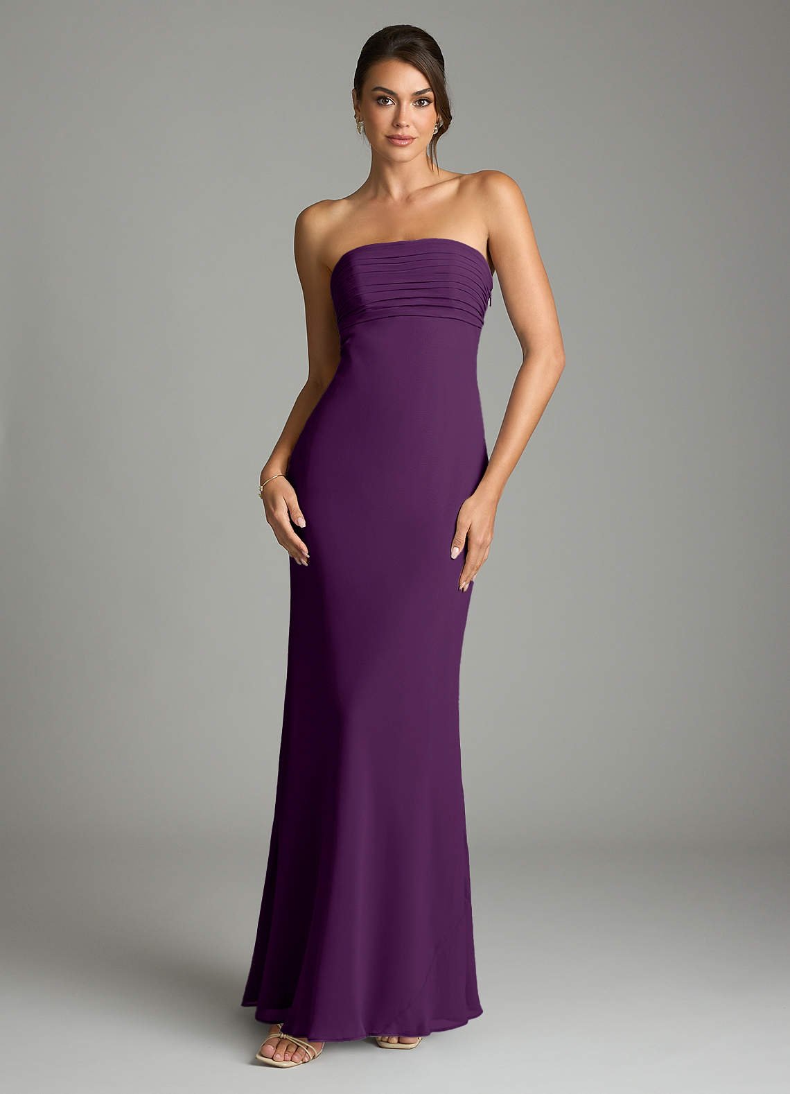 Saylor Mermaid Strapless Chiffon Bridesmaid Dress in Grape