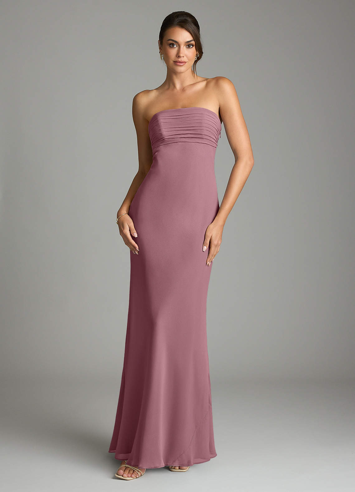 Saylor Mermaid Strapless Chiffon Bridesmaid Dress in Amethyst