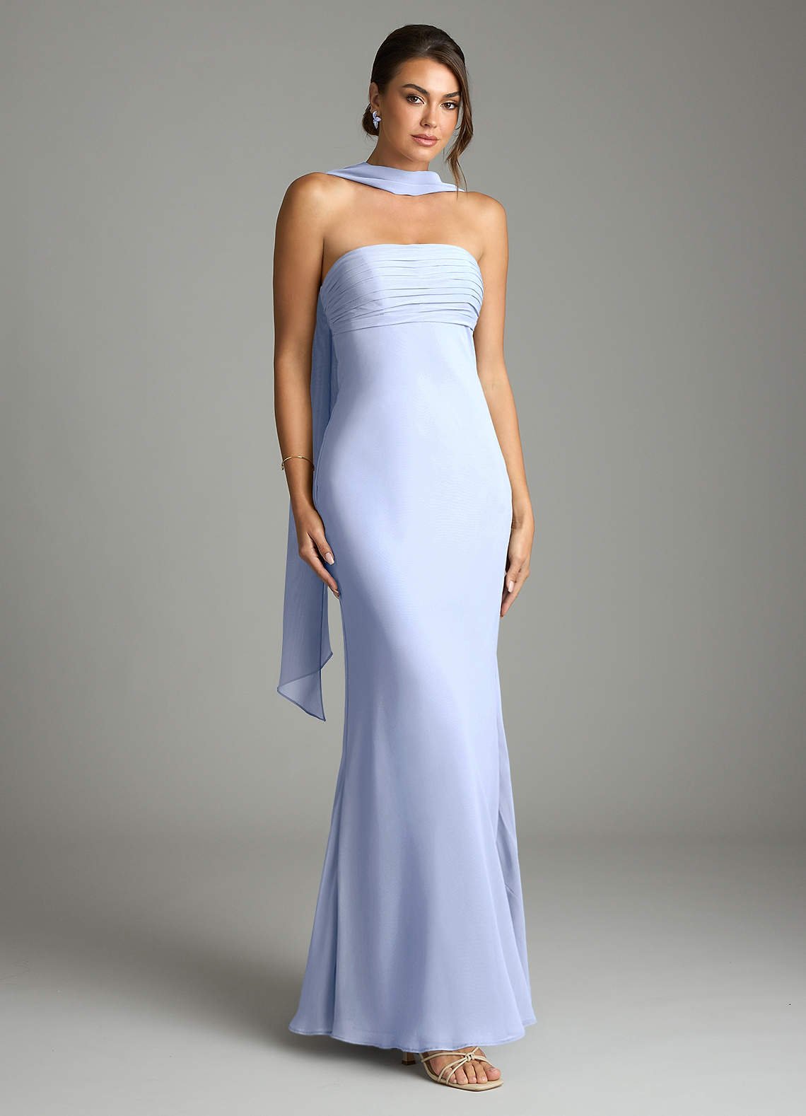Saylor Mermaid Strapless Chiffon Bridesmaid Dress in Ice
