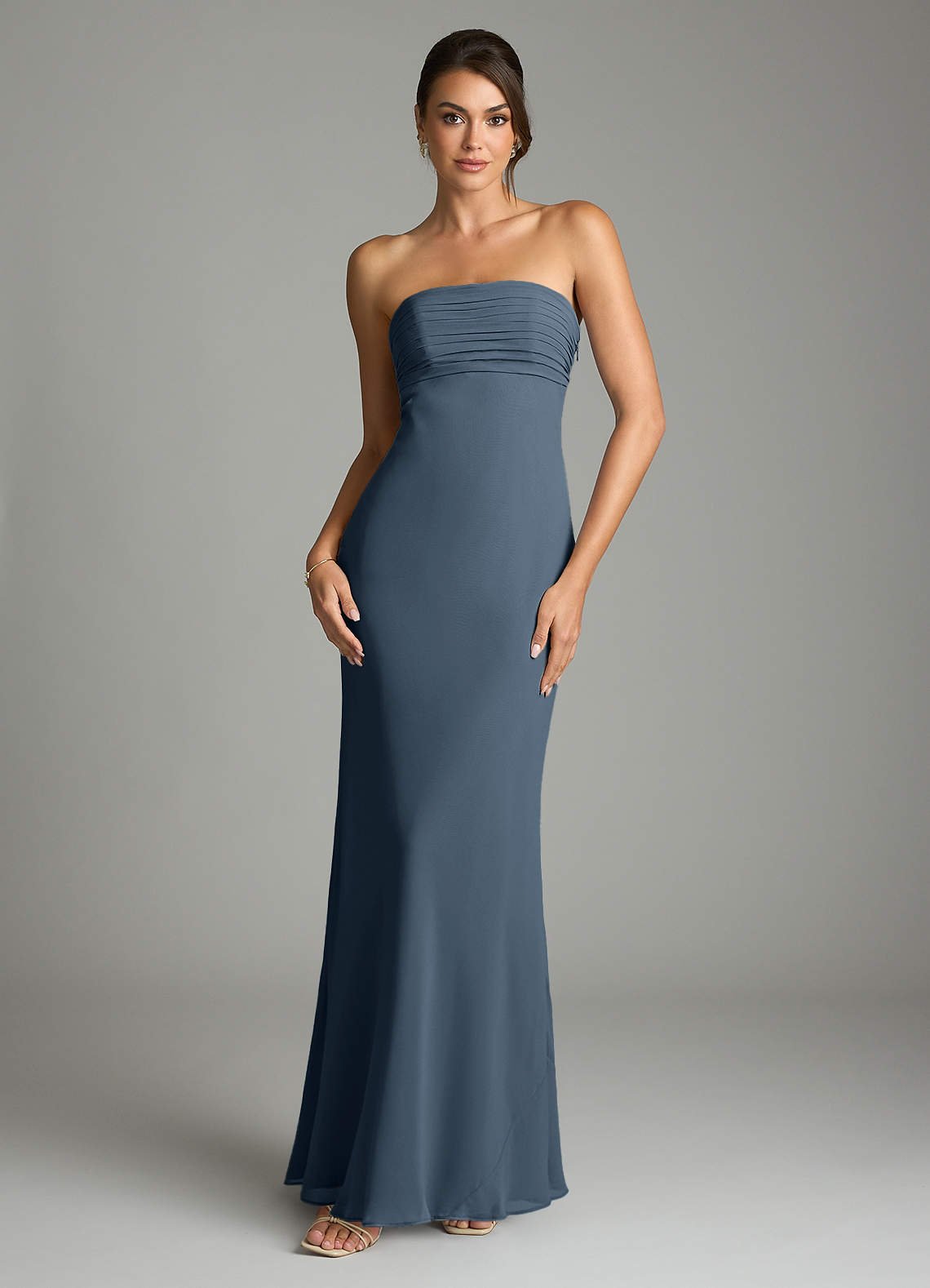 Saylor Mermaid Strapless Chiffon Bridesmaid Dress in Neptune